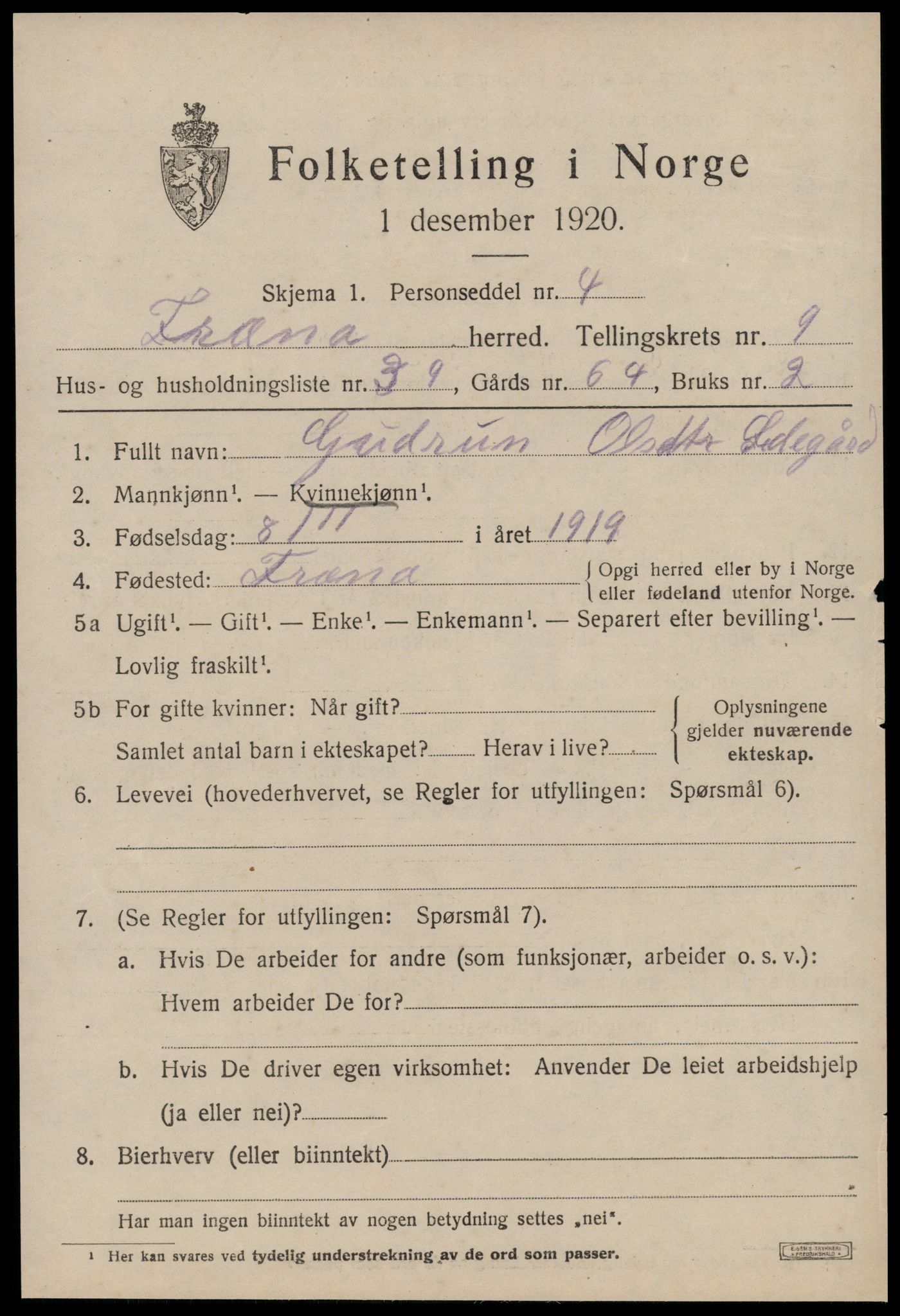 SAT, Folketelling 1920 for 1548 Fræna herred, 1920, s. 5769