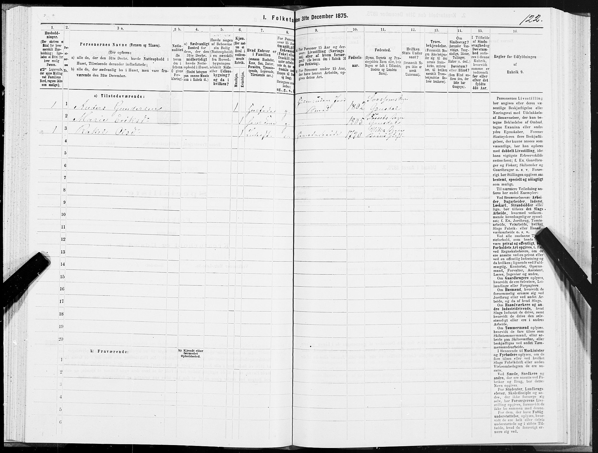 SAT, Folketelling 1875 for 1814P Brønnøy prestegjeld, 1875, s. 2122