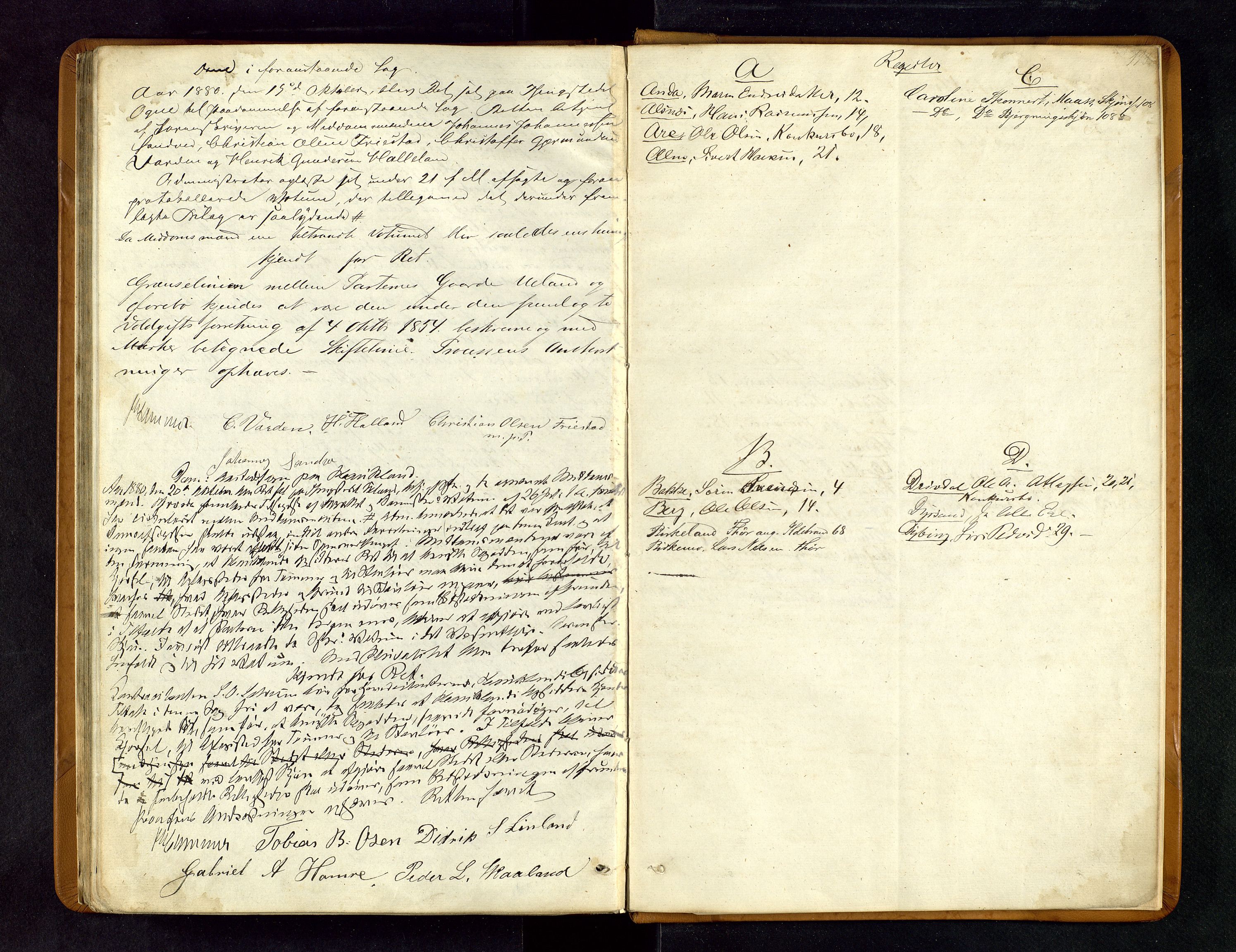 Dalane sorenskriveri, AV/SAST-A-100309/001/5/500/500BC/L0001: FORHANDLINGSPROTOKOLL, 1866-1880, s. 113