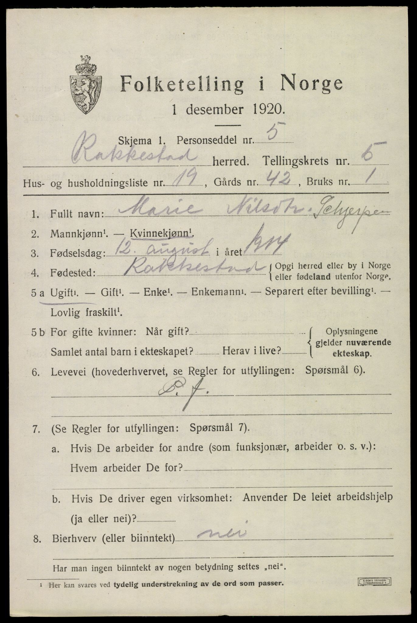SAO, Folketelling 1920 for 0128 Rakkestad herred, 1920, s. 6163