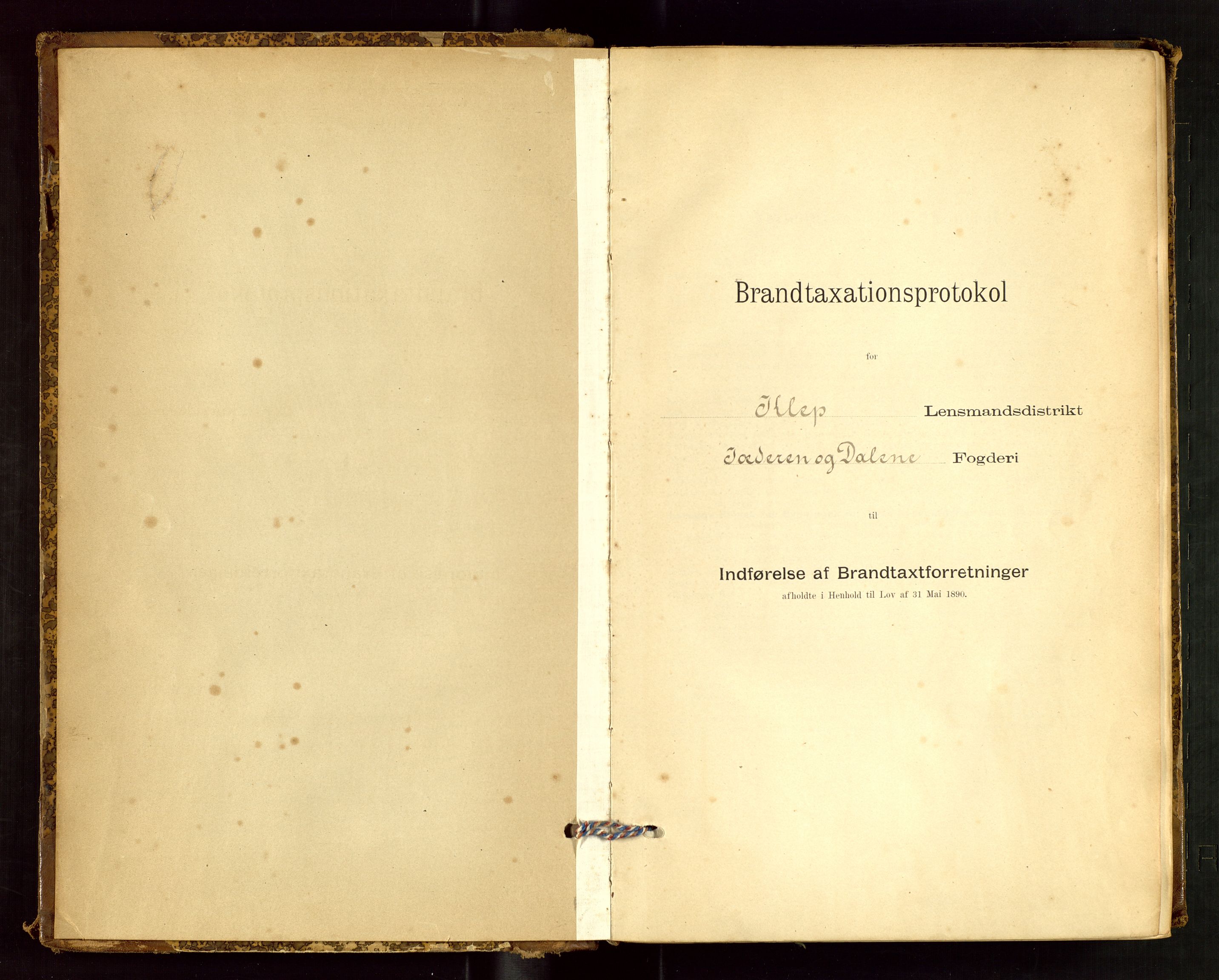 Klepp lensmannskontor, SAST/A-100163/Goc/L0001: "Brandtaxationsprotokol" m/register, 1895-1898