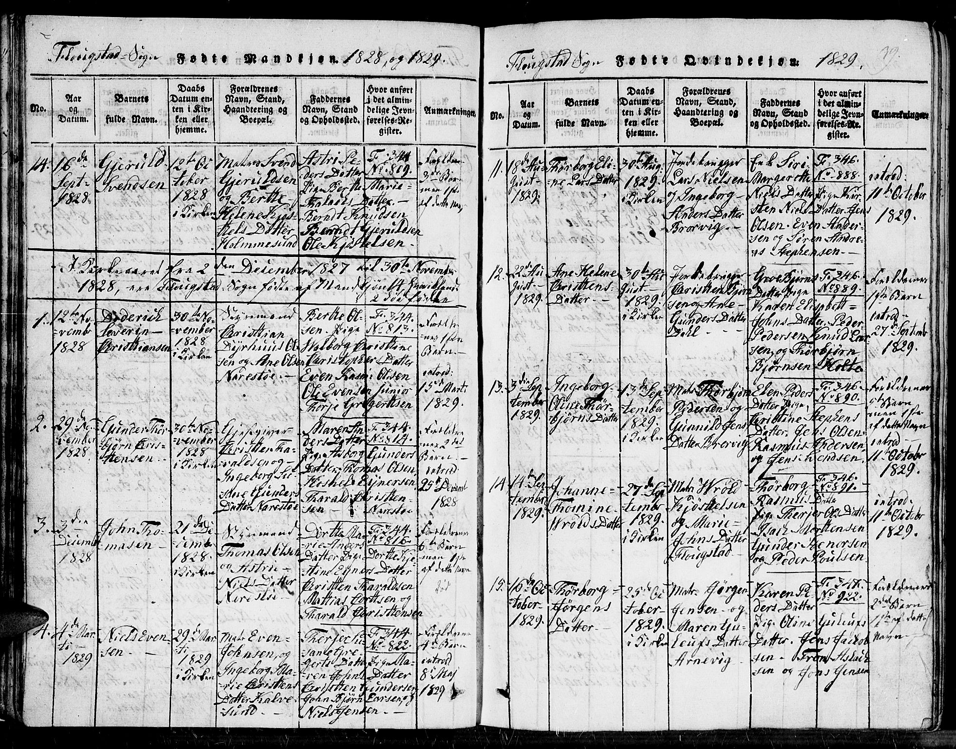 Dypvåg sokneprestkontor, SAK/1111-0007/F/Fb/Fbb/L0001: Klokkerbok nr. B 1, 1816-1850, s. 39