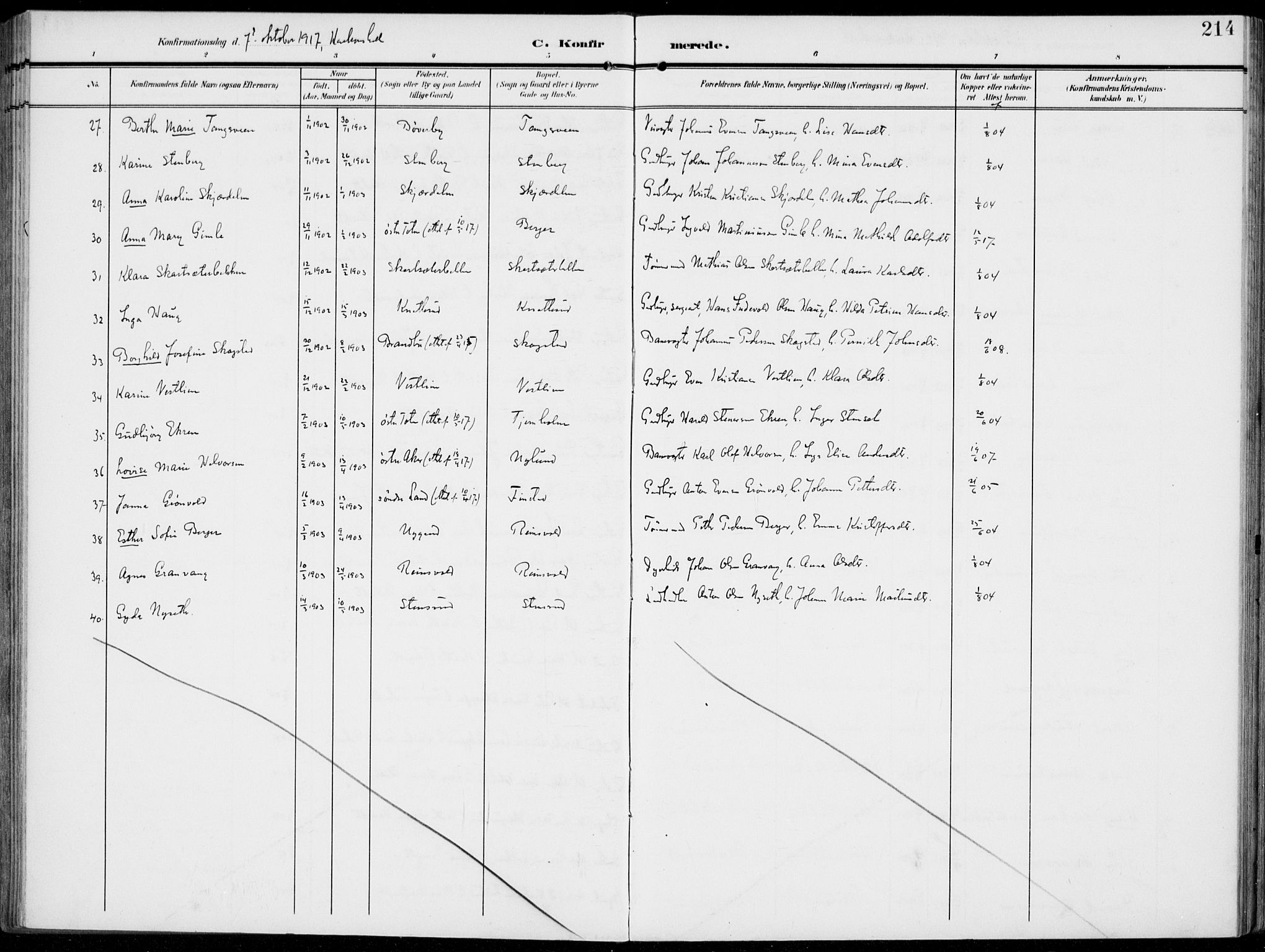 Vestre Toten prestekontor, SAH/PREST-108/H/Ha/Haa/L0014: Ministerialbok nr. 14, 1907-1920, s. 214