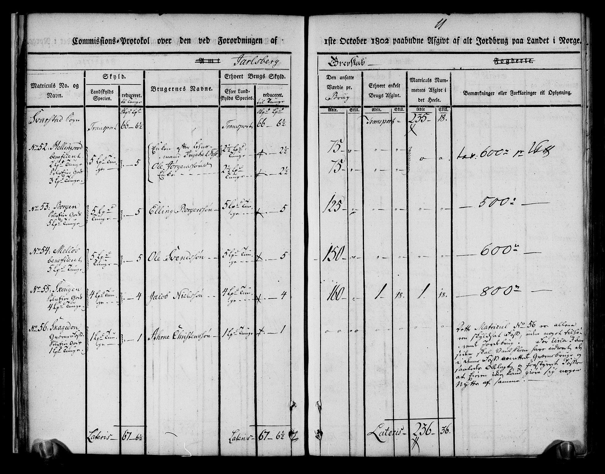 Rentekammeret inntil 1814, Realistisk ordnet avdeling, AV/RA-EA-4070/N/Ne/Nea/L0174: Jarlsberg grevskap. Kommisjonsprotokoll for grevskapets nordre distrikt - Lardal, Hof, Sande, Skoger, Botne og Våle prestegjeld, 1803, s. 23