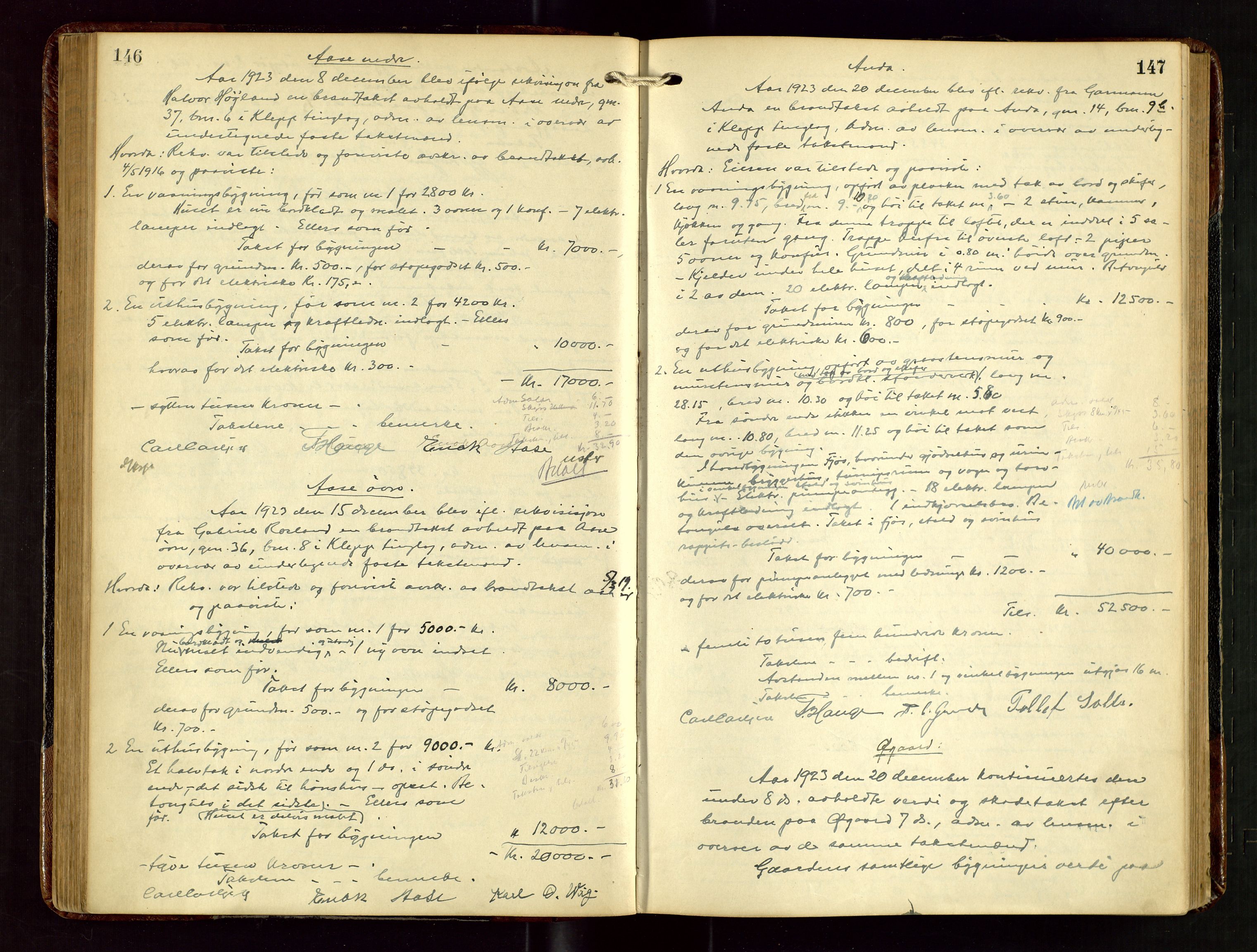 Klepp lensmannskontor, AV/SAST-A-100163/Gob/L0003: "Brandtakstprotokol", 1919-1939, s. 146-147