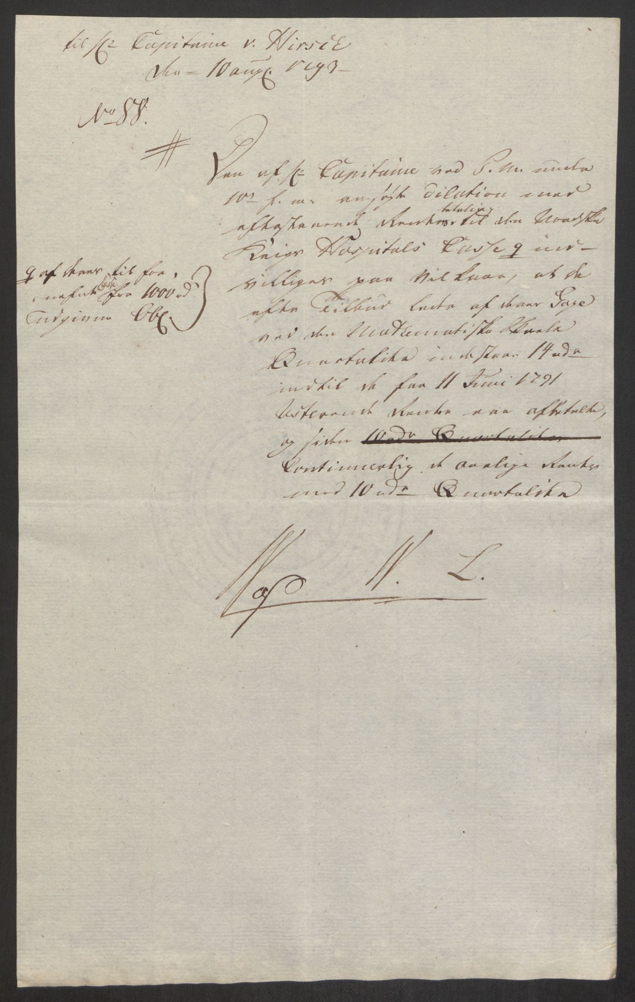 Forsvaret, Den norske kvesthuskasse/krigshospitalkasse, AV/RA-RAFA-1887/F/Fa/L0008: Konsepter, 1790-1793, s. 1171