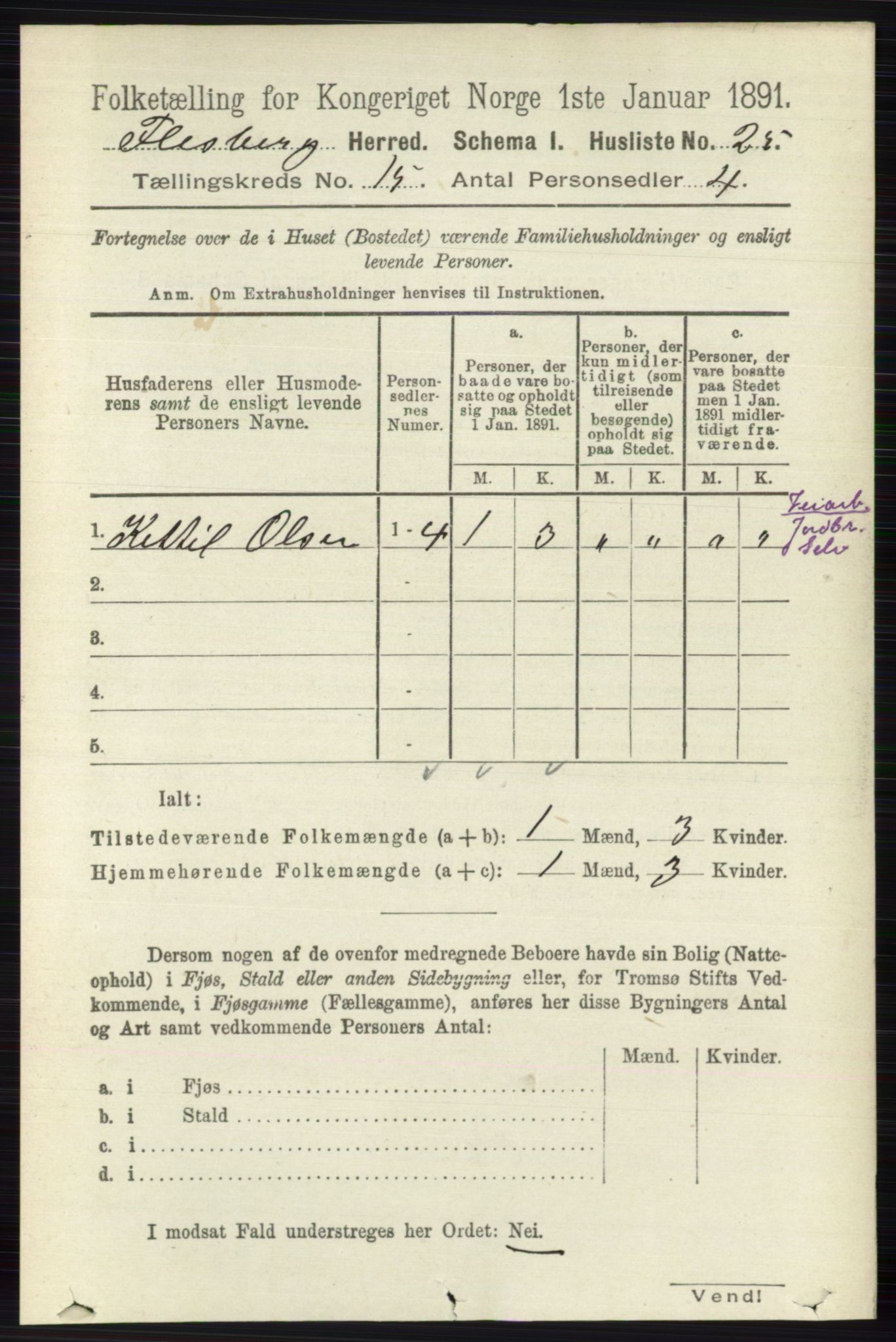 RA, Folketelling 1891 for 0631 Flesberg herred, 1891, s. 2689