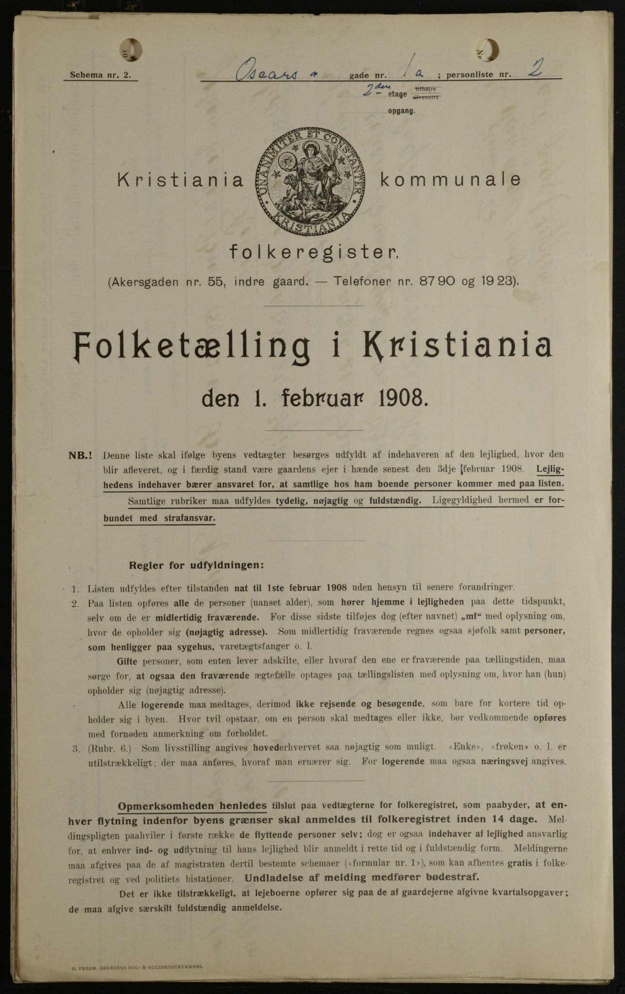 OBA, Kommunal folketelling 1.2.1908 for Kristiania kjøpstad, 1908, s. 68158