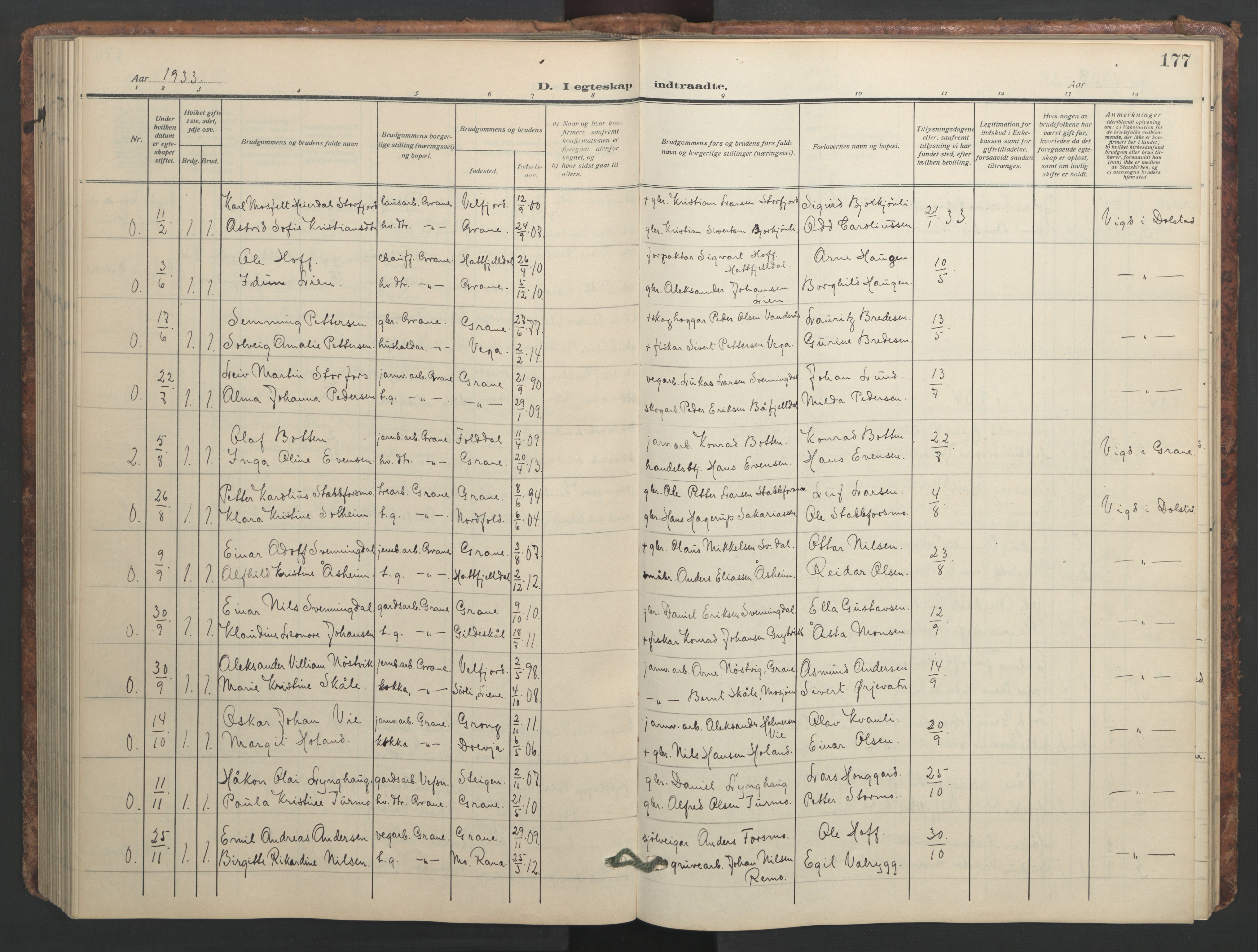 Ministerialprotokoller, klokkerbøker og fødselsregistre - Nordland, SAT/A-1459/824/L0341: Klokkerbok nr. 824C01, 1916-1957, s. 177