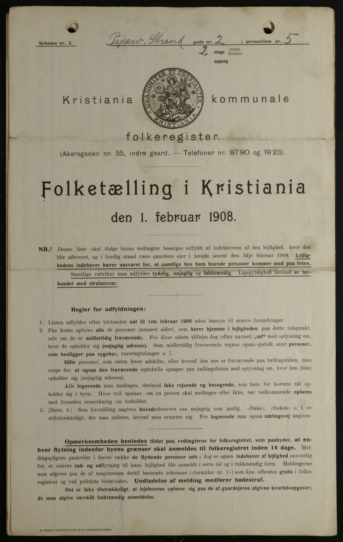 OBA, Kommunal folketelling 1.2.1908 for Kristiania kjøpstad, 1908, s. 93232