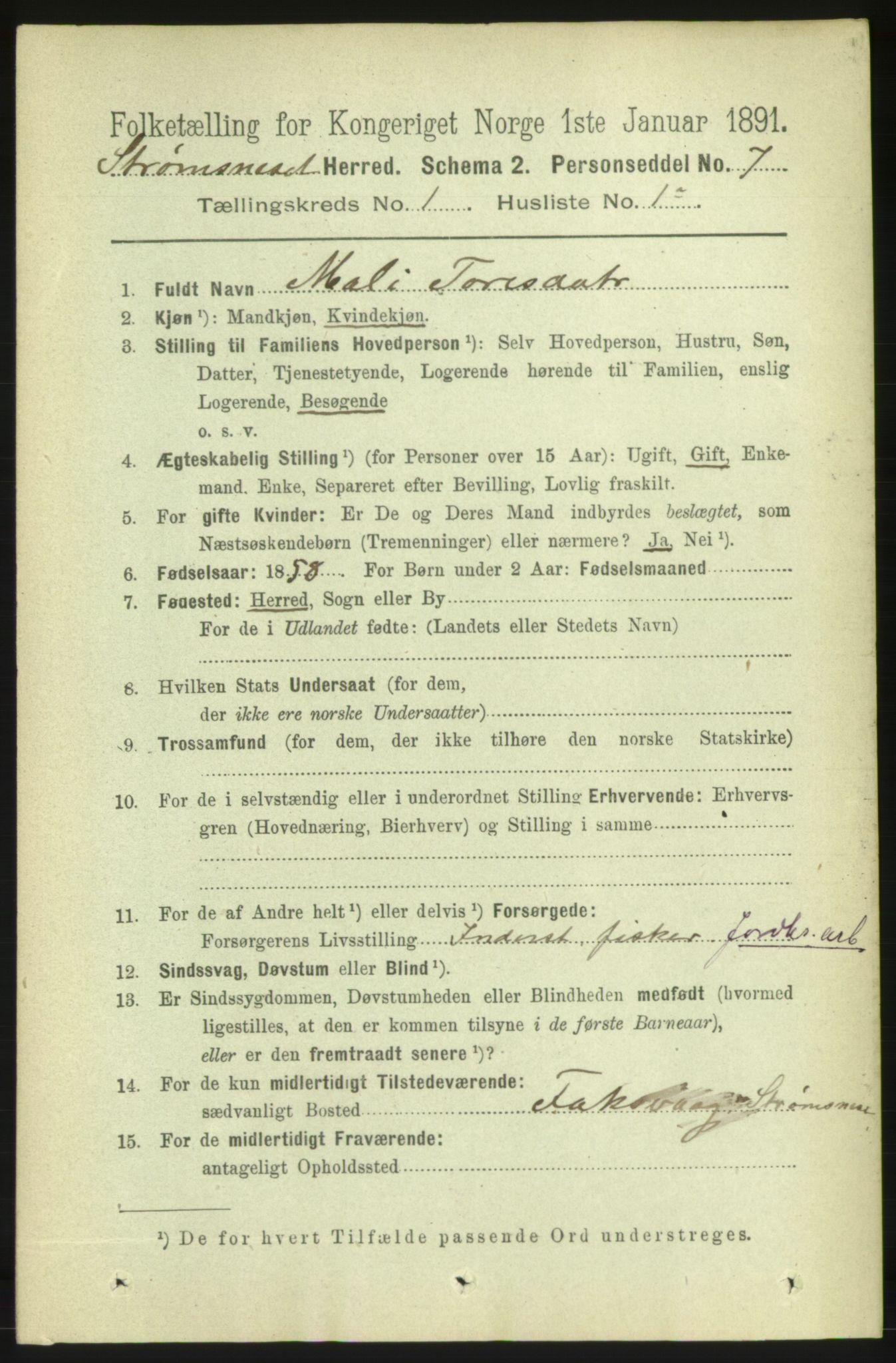 RA, Folketelling 1891 for 1559 Straumsnes herred, 1891, s. 49