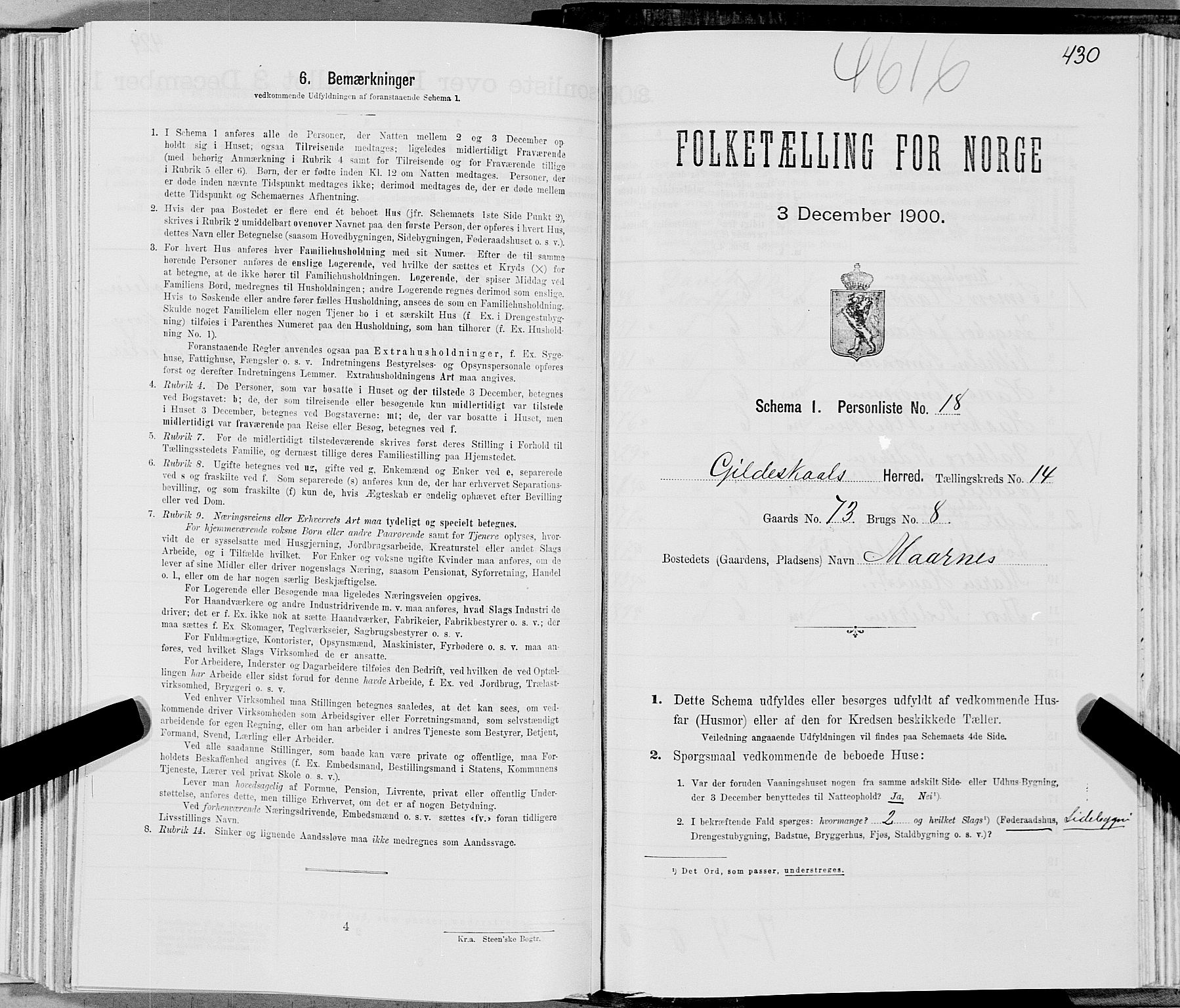 SAT, Folketelling 1900 for 1838 Gildeskål herred, 1900, s. 1413