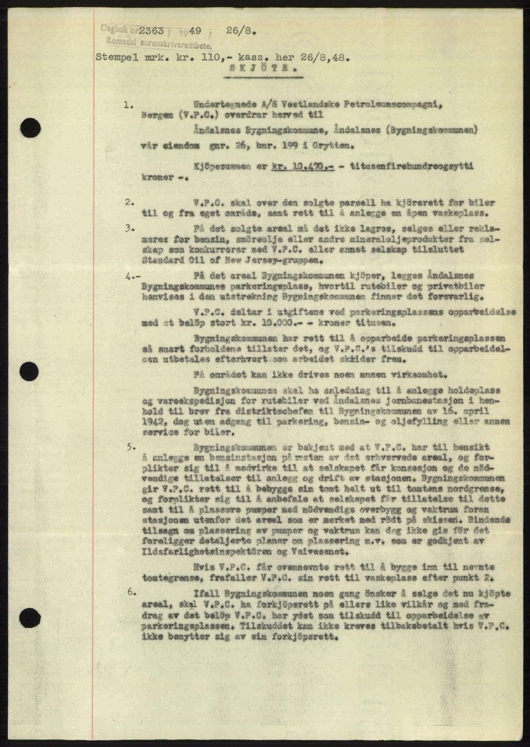 Romsdal sorenskriveri, SAT/A-4149/1/2/2C: Pantebok nr. A30, 1949-1949, Dagboknr: 2363/1949