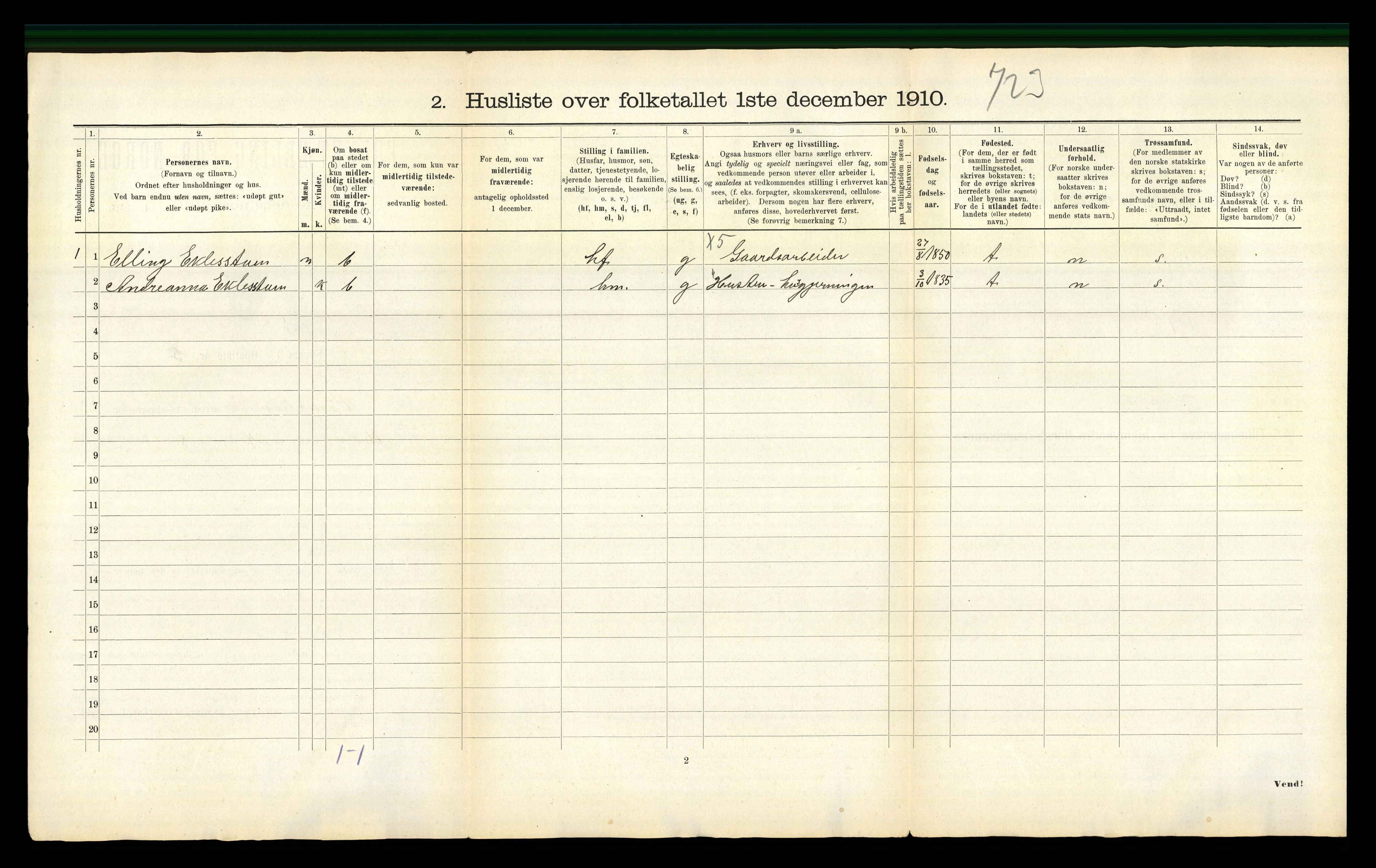 RA, Folketelling 1910 for 1721 Verdal herred, 1910, s. 667