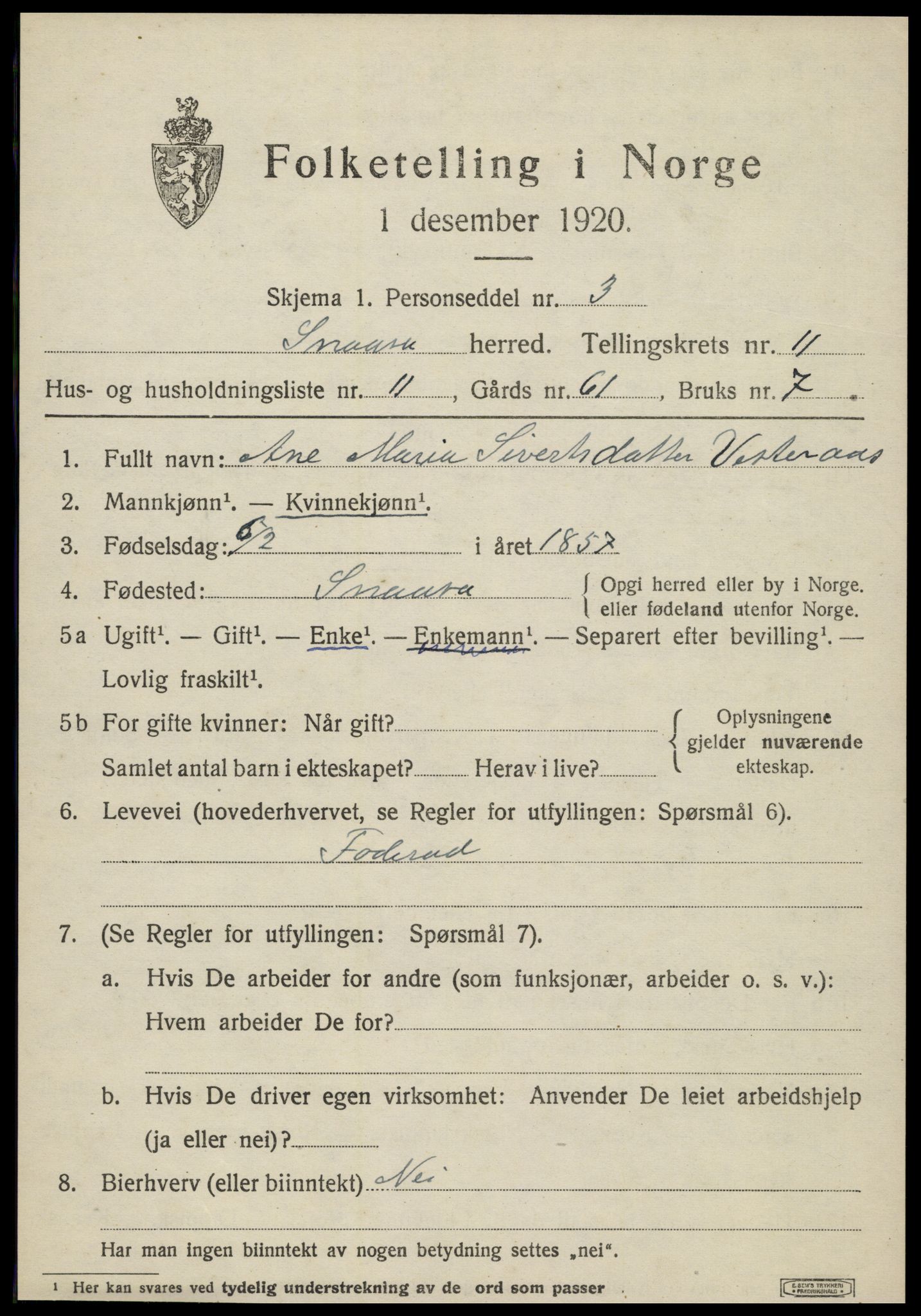 SAT, Folketelling 1920 for 1736 Snåsa herred, 1920, s. 5150