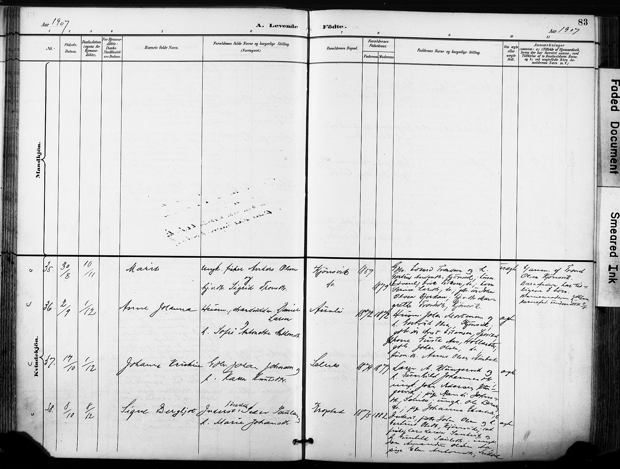 Ministerialprotokoller, klokkerbøker og fødselsregistre - Sør-Trøndelag, SAT/A-1456/630/L0497: Ministerialbok nr. 630A10, 1896-1910, s. 83