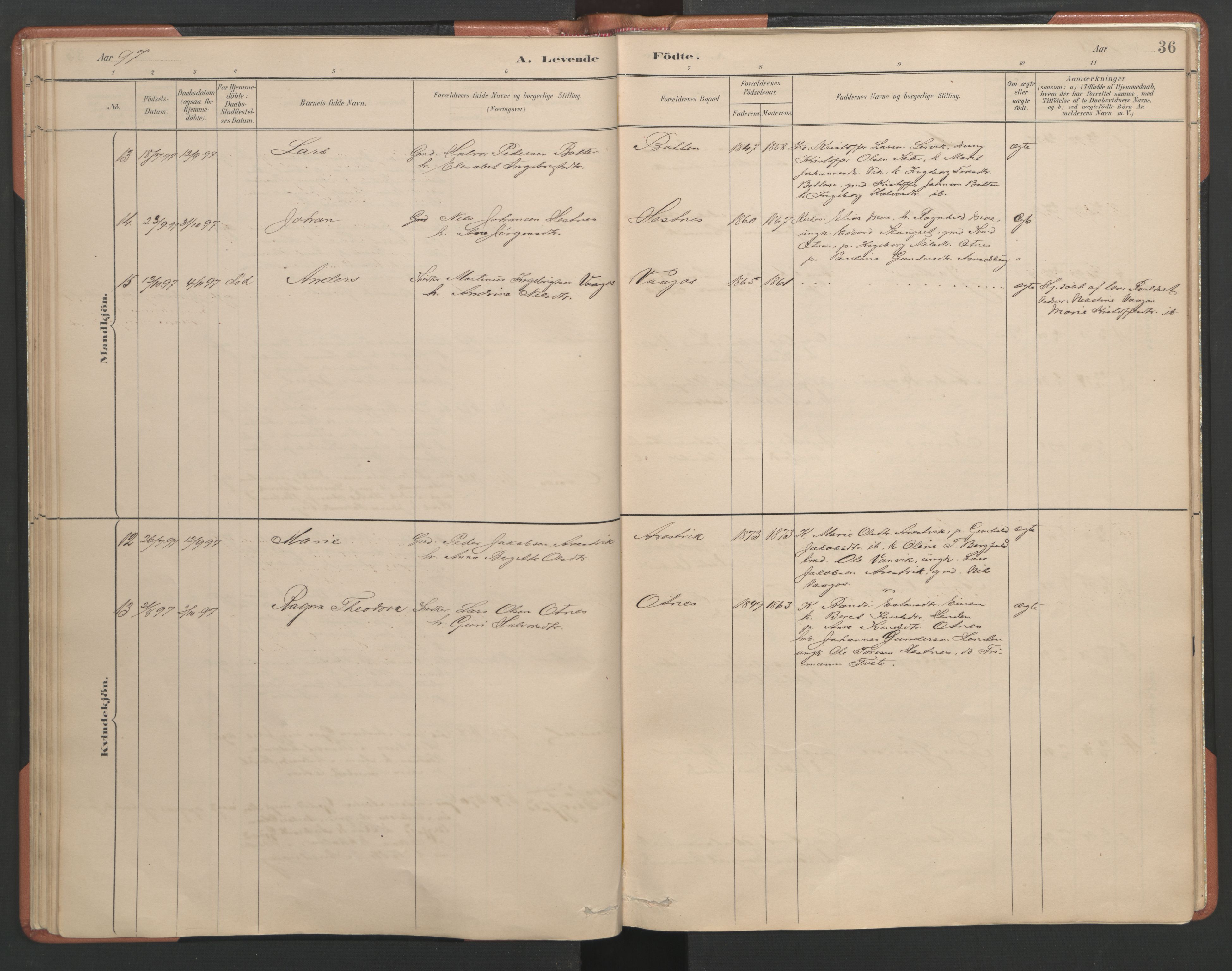 Ministerialprotokoller, klokkerbøker og fødselsregistre - Møre og Romsdal, SAT/A-1454/580/L0926: Klokkerbok nr. 580C01, 1882-1903, s. 36