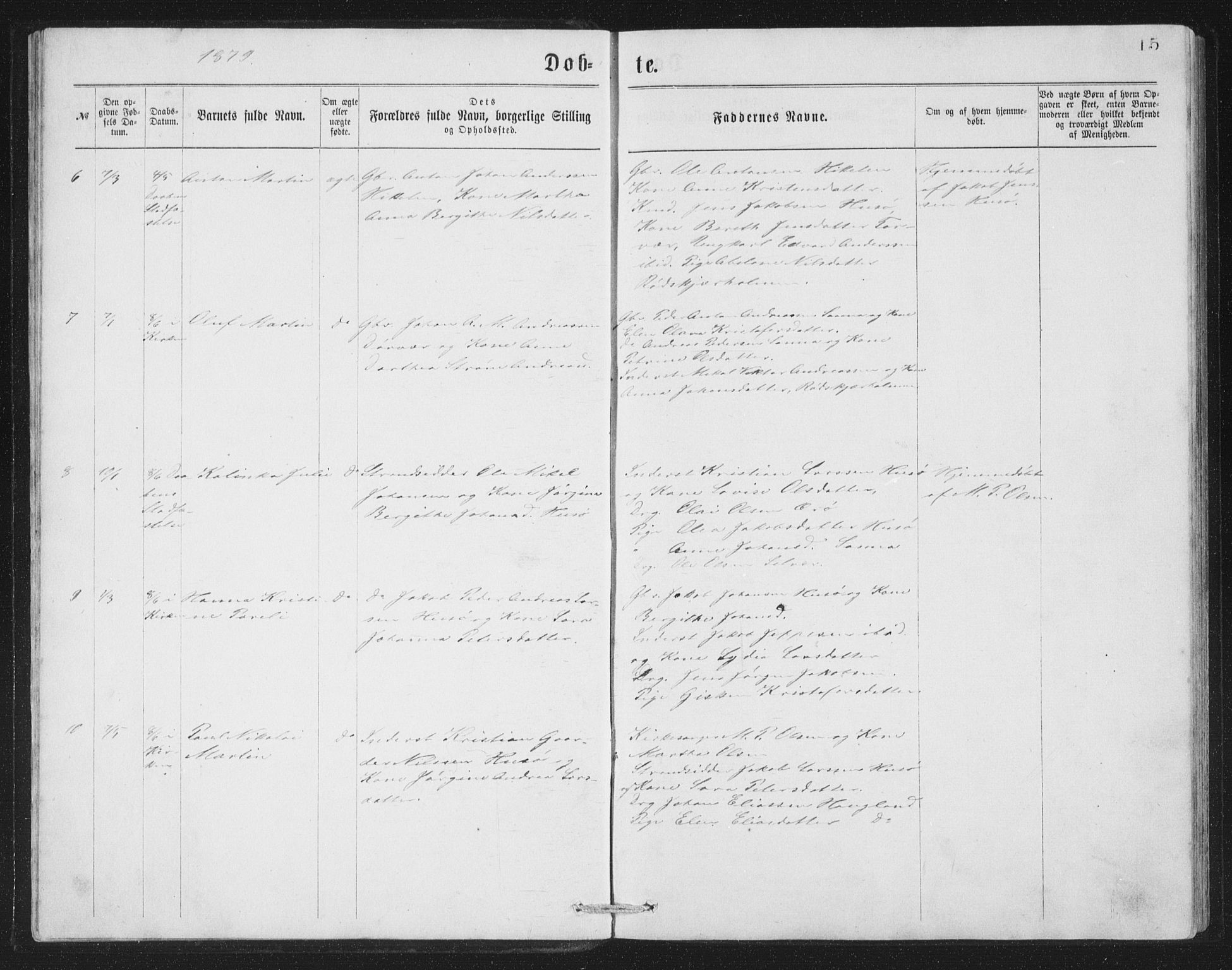 Ministerialprotokoller, klokkerbøker og fødselsregistre - Nordland, AV/SAT-A-1459/840/L0582: Klokkerbok nr. 840C02, 1874-1900, s. 15