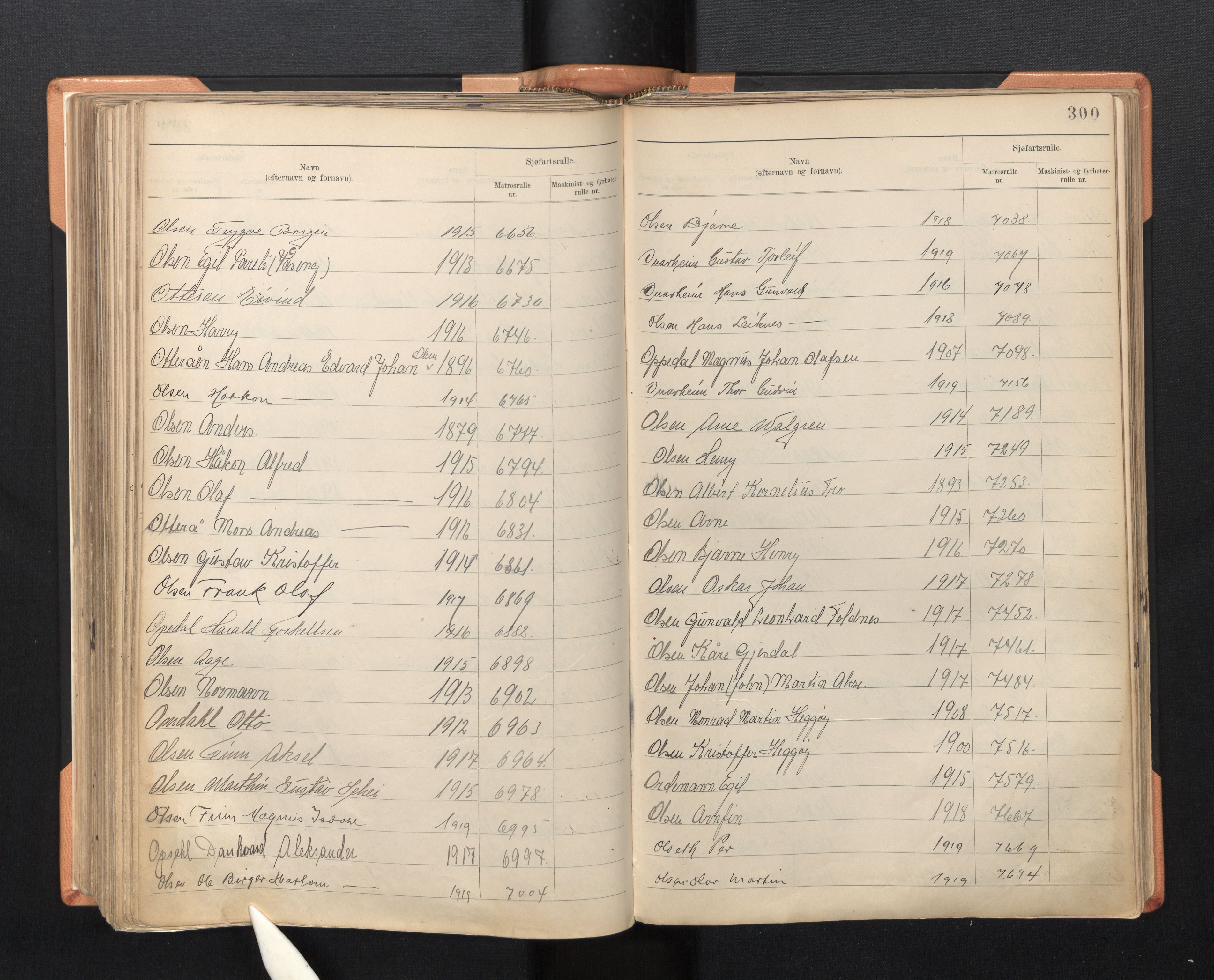Innrulleringssjefen i Bergen, AV/SAB-A-100050/F/Fa/L0005: Register til sjøfartsrulle, Mønstringssjefen i Bergen, 1926-1948