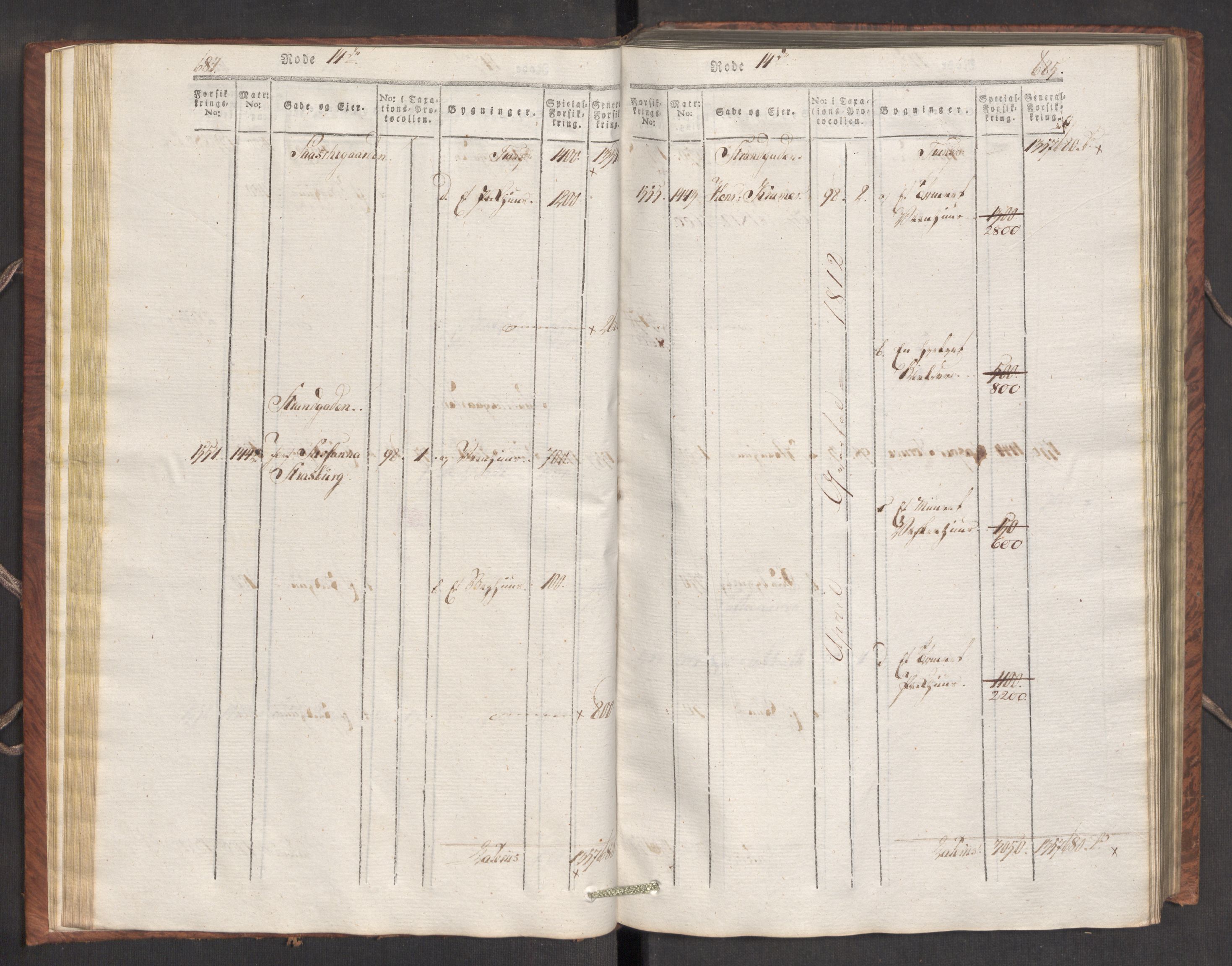 Kommersekollegiet, Brannforsikringskontoret 1767-1814, AV/RA-EA-5458/F/Fa/L0007/0002: Bergen / Branntakstprotokoll, 1807-1817, s. 684-685