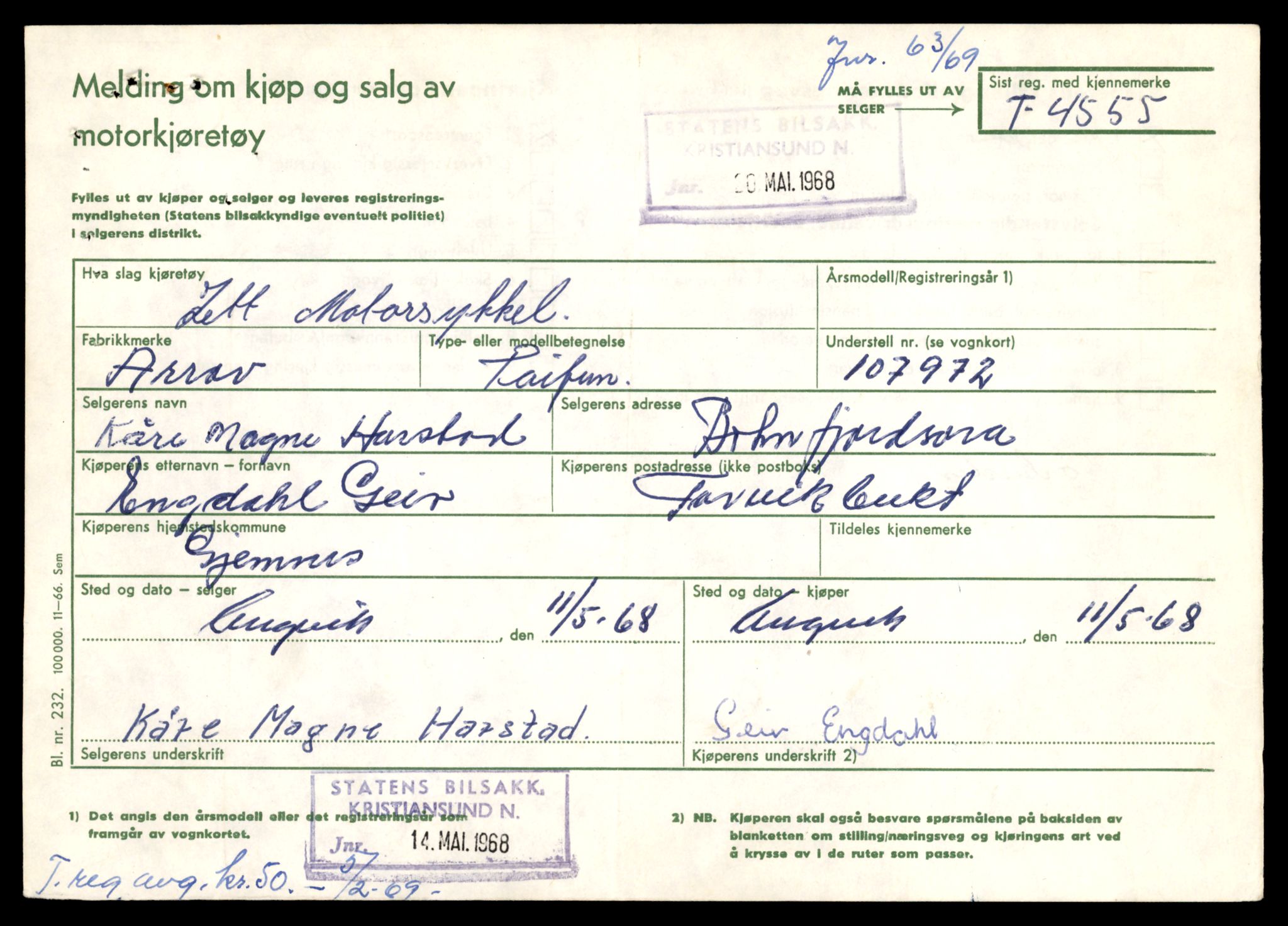 Møre og Romsdal vegkontor - Ålesund trafikkstasjon, AV/SAT-A-4099/F/Fe/L0041: Registreringskort for kjøretøy T 13710 - T 13905, 1927-1998, s. 2995