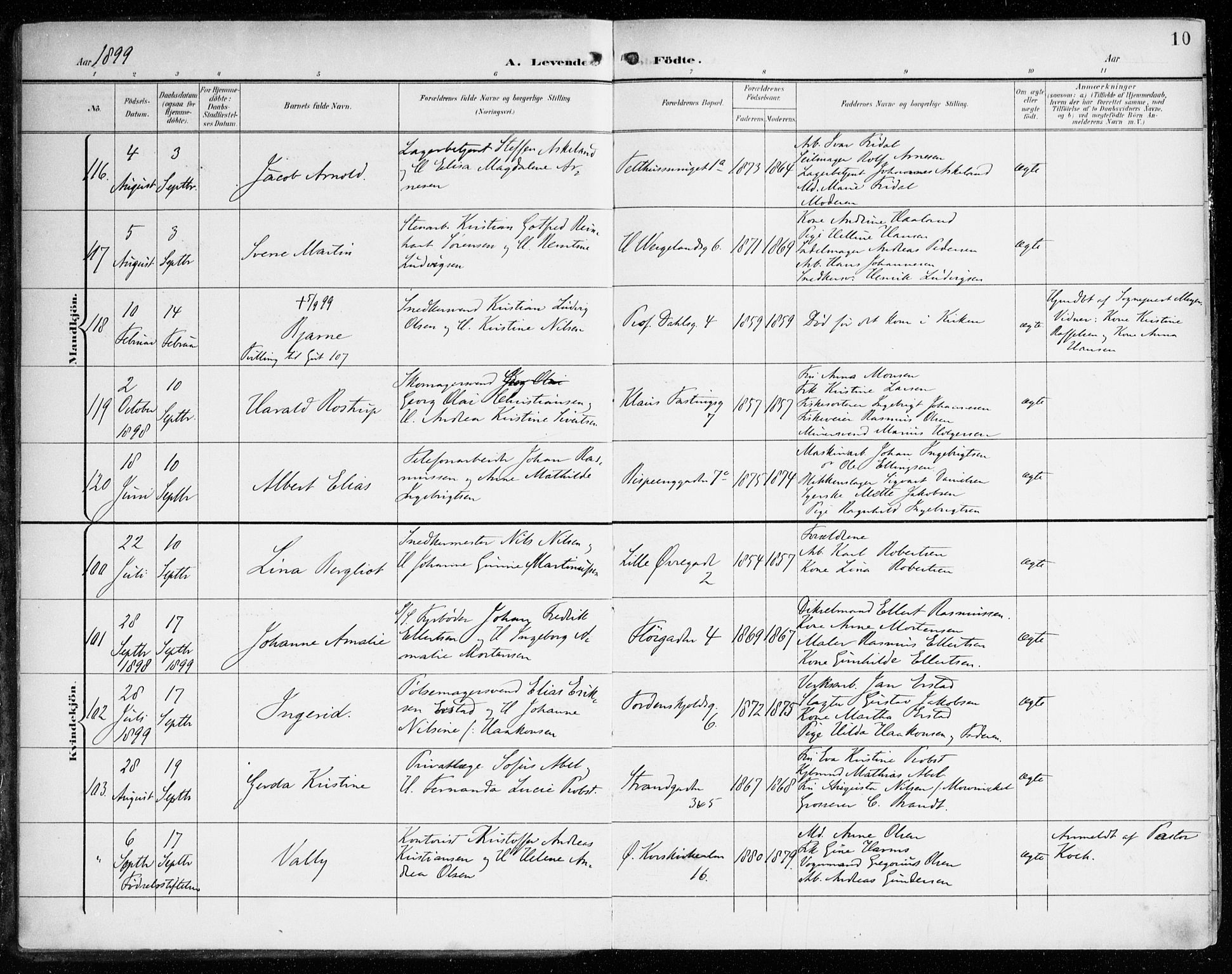 Korskirken sokneprestembete, AV/SAB-A-76101/H/Haa/L0023: Ministerialbok nr. B 9, 1899-1908, s. 10