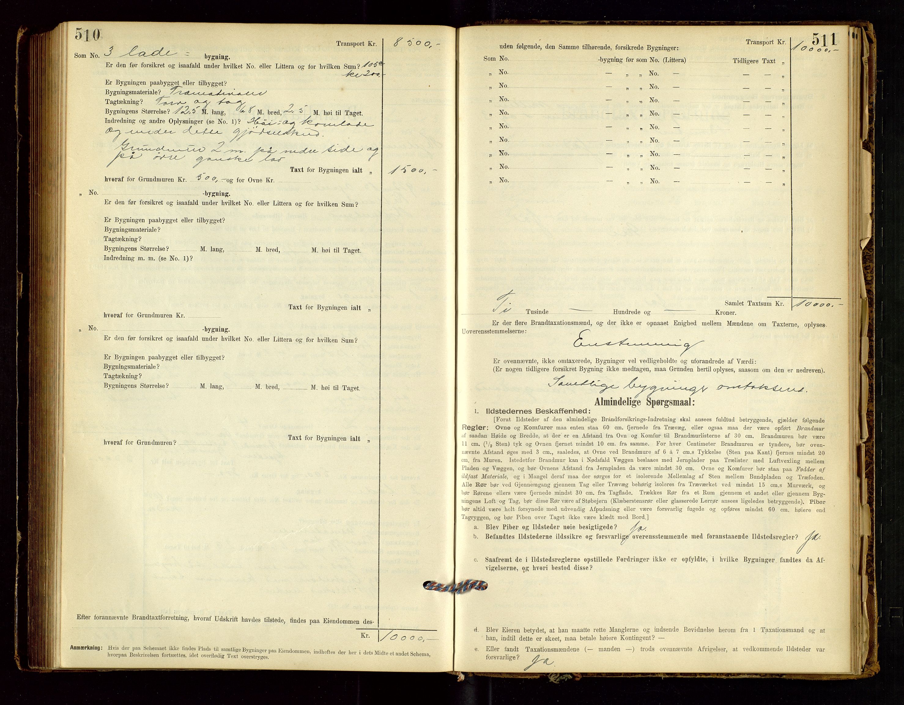 Hjelmeland lensmannskontor, AV/SAST-A-100439/Gob/L0001: "Brandtaxationsprotokol", 1895-1932, s. 510-511