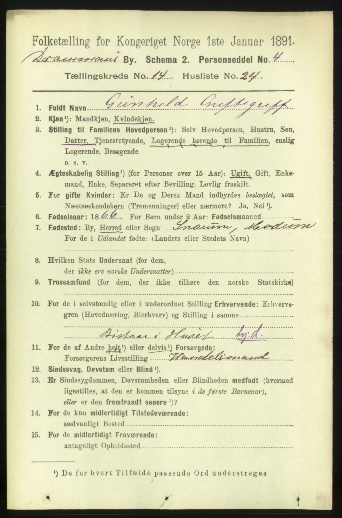 RA, Folketelling 1891 for 0602 Drammen kjøpstad, 1891, s. 10341