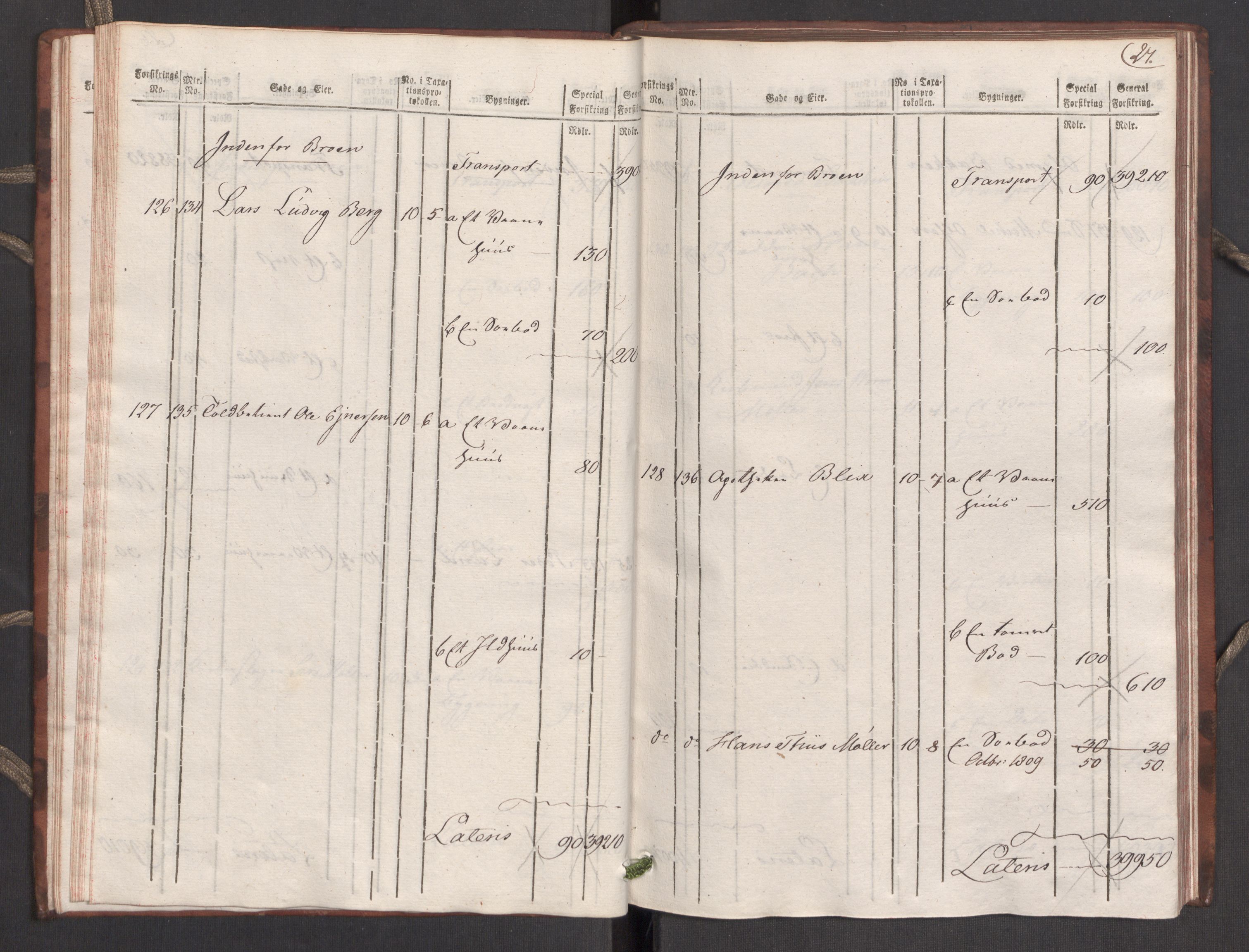 Kommersekollegiet, Brannforsikringskontoret 1767-1814, AV/RA-EA-5458/F/Fa/L0039/0001: Molde / Branntakstprotokoll, 1807-1817
