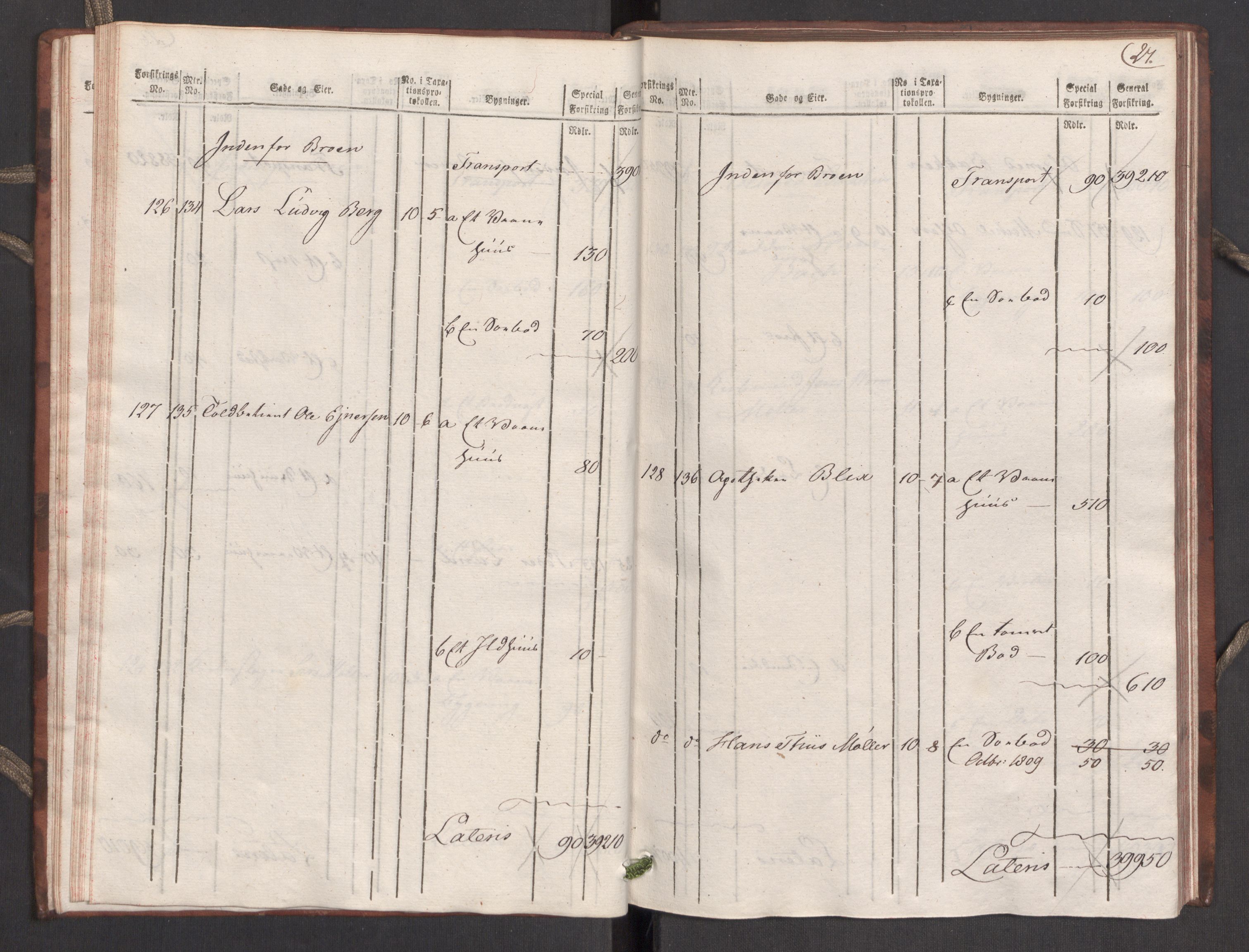 Kommersekollegiet, Brannforsikringskontoret 1767-1814, RA/EA-5458/F/Fa/L0039/0001: Molde / Branntakstprotokoll, 1807-1817