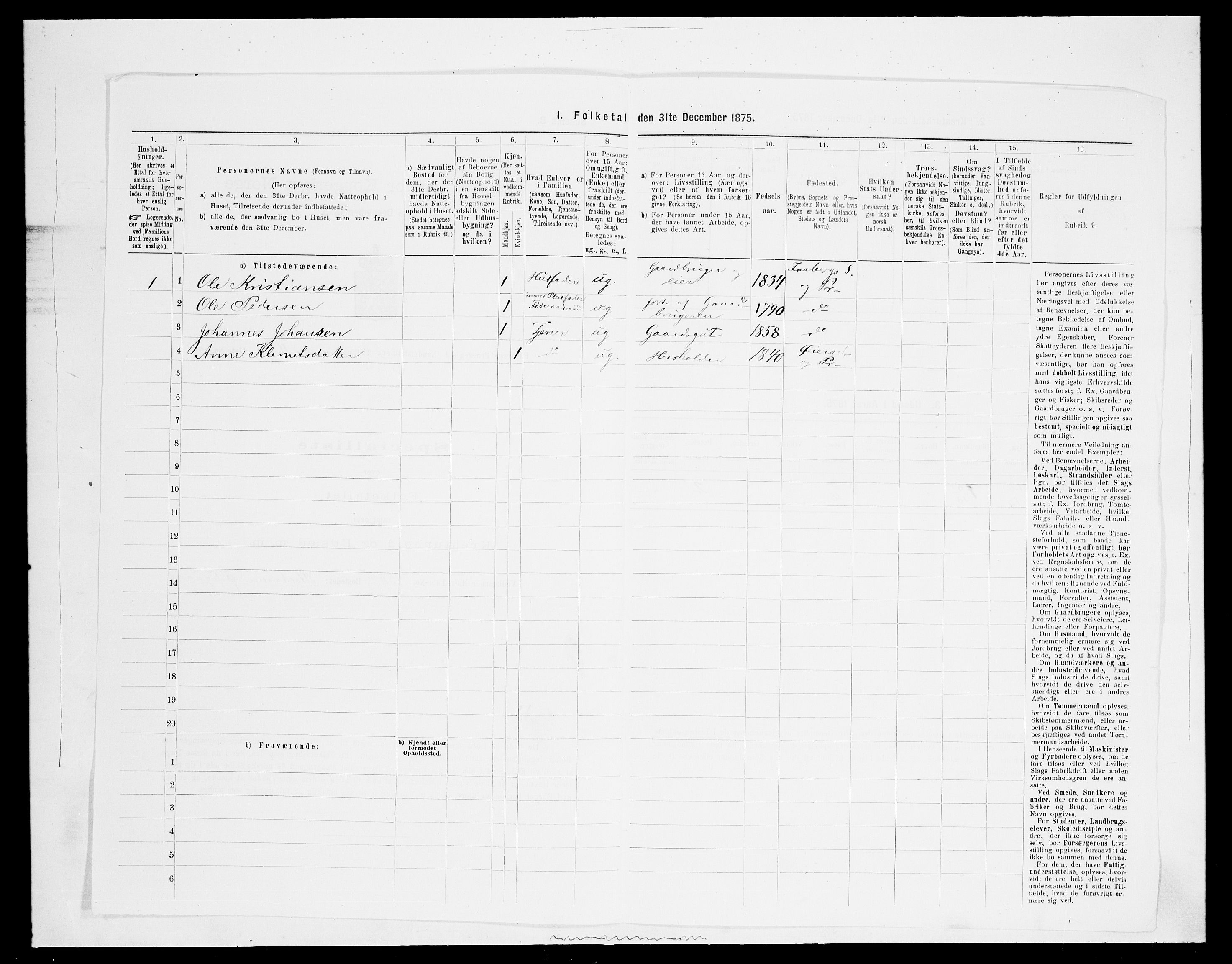 SAH, Folketelling 1875 for 0524L Fåberg prestegjeld, Fåberg sokn og Lillehammer landsokn, 1875, s. 1451