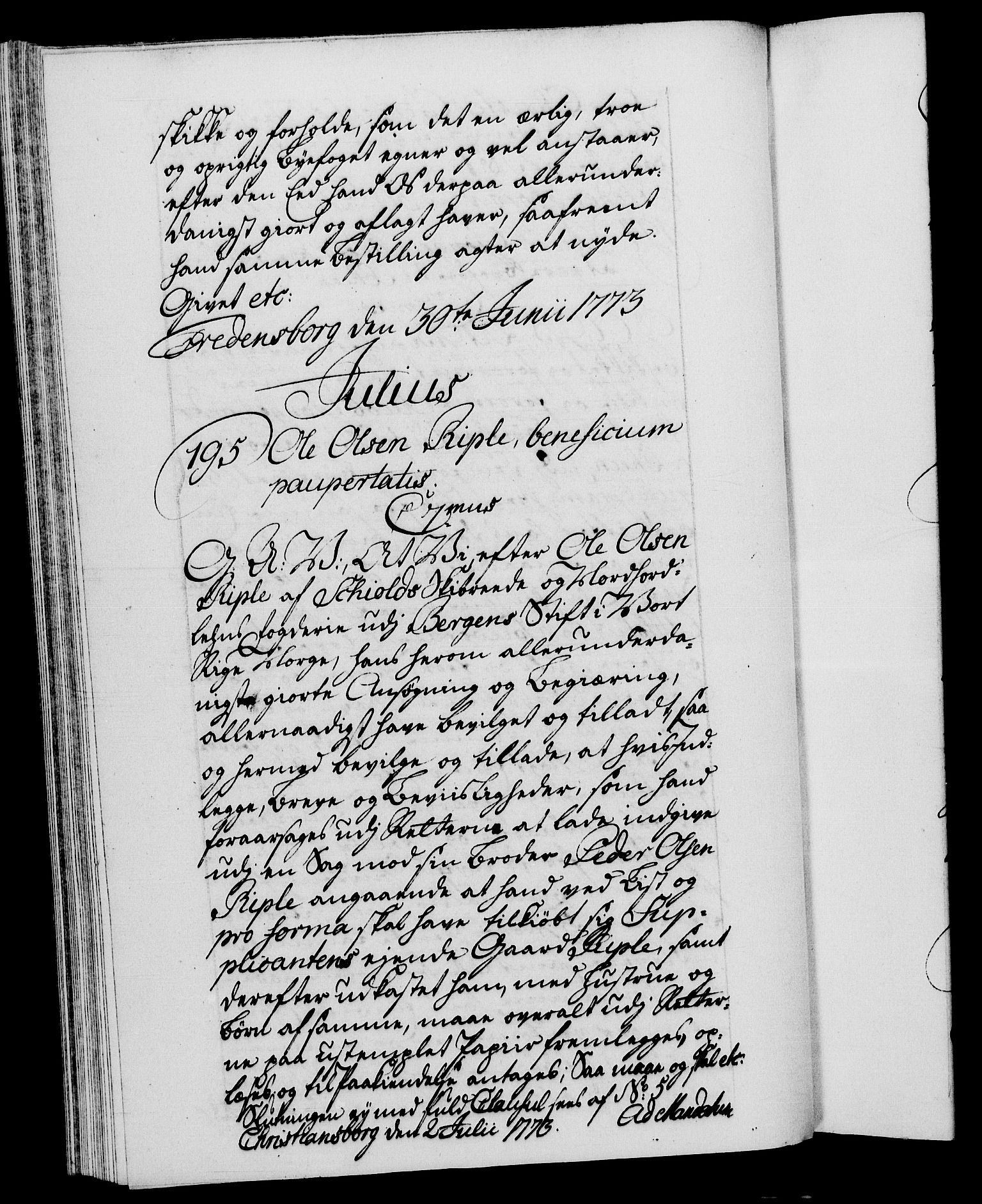 Danske Kanselli 1572-1799, RA/EA-3023/F/Fc/Fca/Fcaa/L0046: Norske registre, 1773-1775, s. 168b