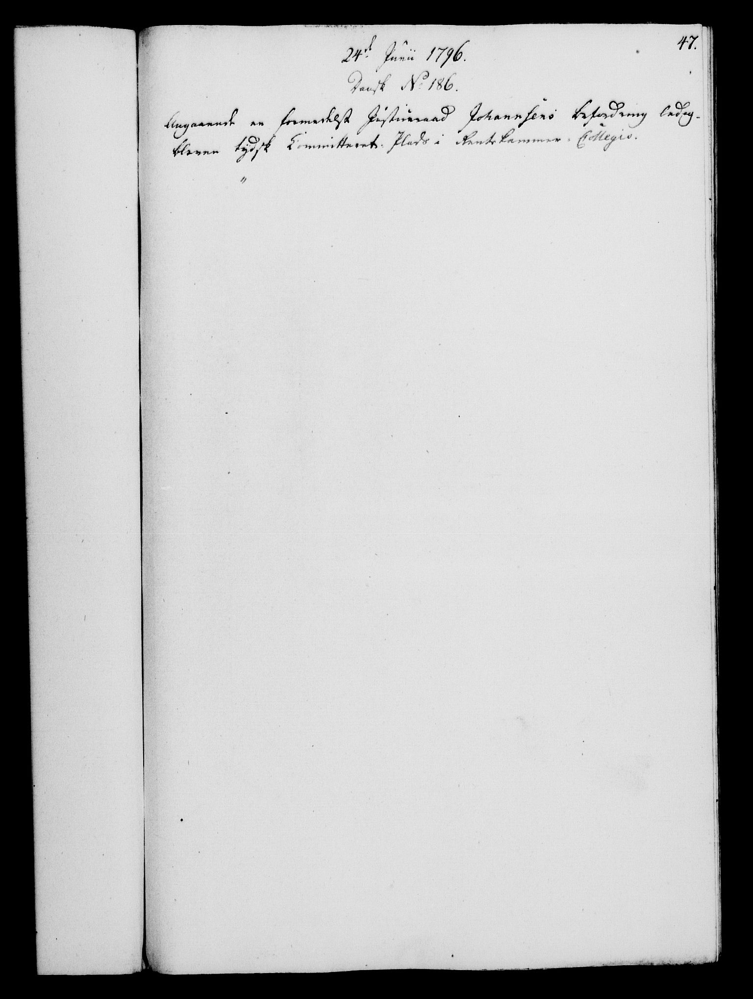 Rentekammeret, Kammerkanselliet, RA/EA-3111/G/Gf/Gfa/L0078: Norsk relasjons- og resolusjonsprotokoll (merket RK 52.78), 1796, s. 255