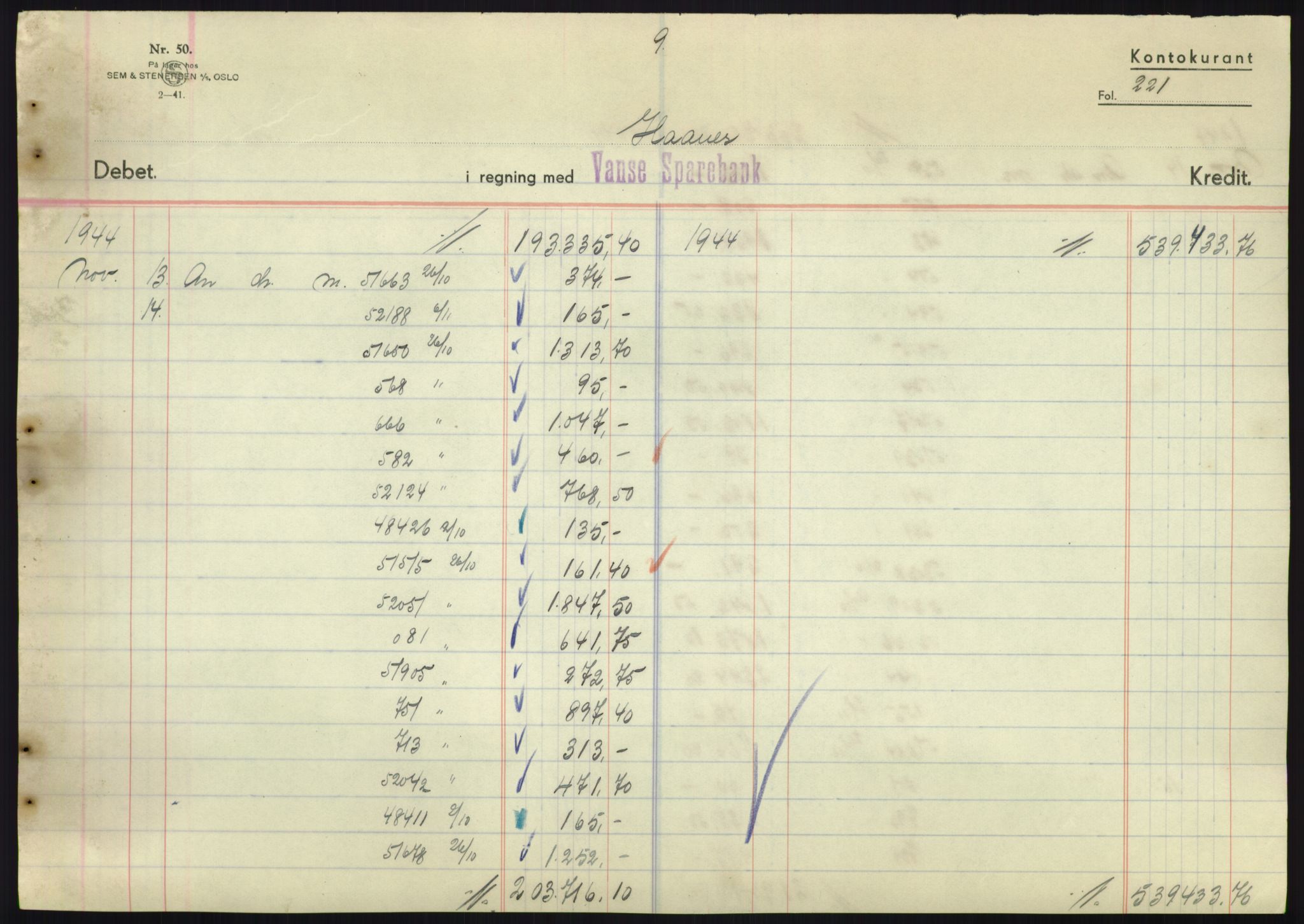 Forsvarsdepartementet, 10. kontor / Oppgjørskontoret, AV/RA-RAFA-1225/D/Db/L0180: Lista oppgjørskontor, 1942-1952, s. 1895
