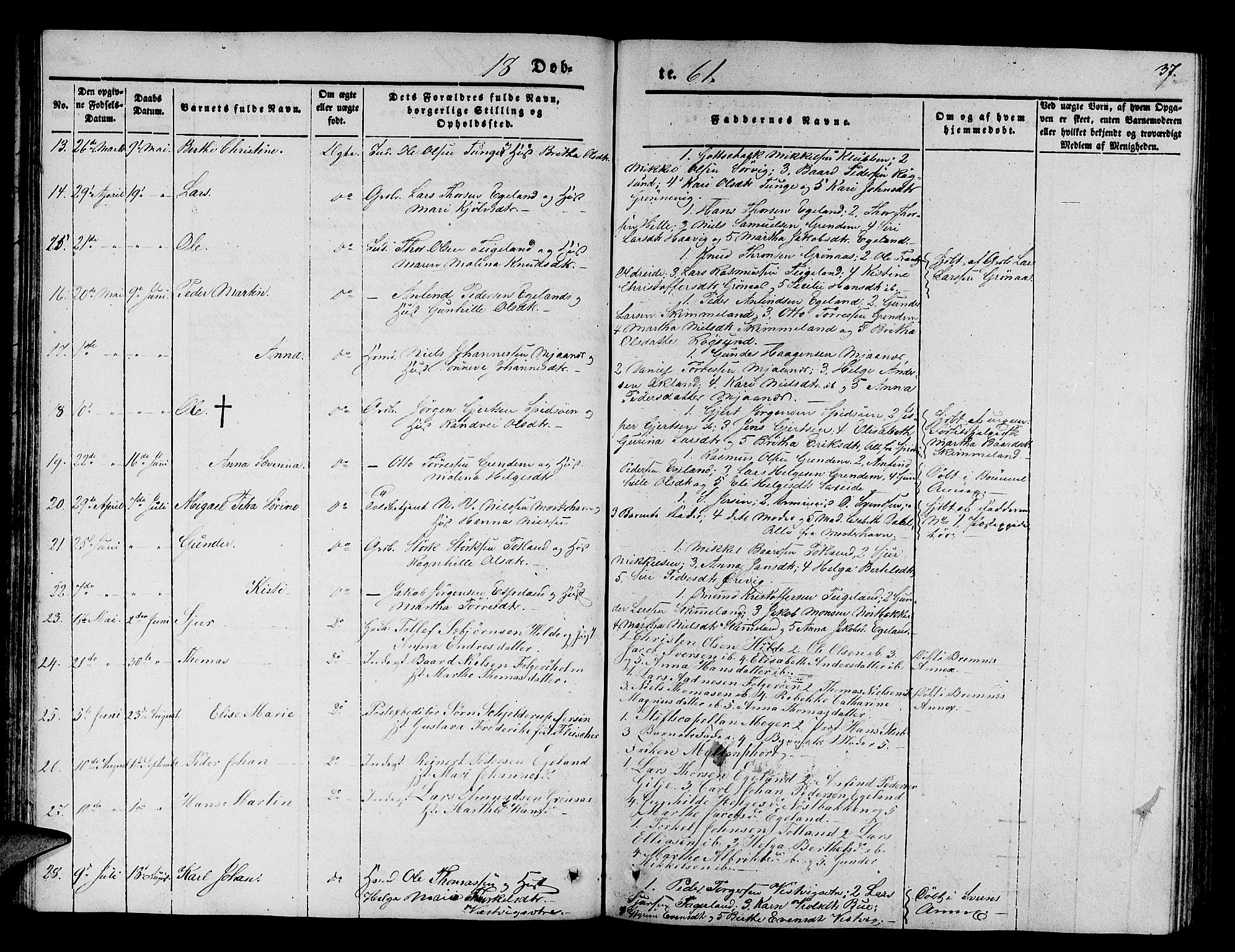 Finnås sokneprestembete, AV/SAB-A-99925/H/Ha/Hab/Haba/L0001: Klokkerbok nr. A 1, 1851-1873, s. 37