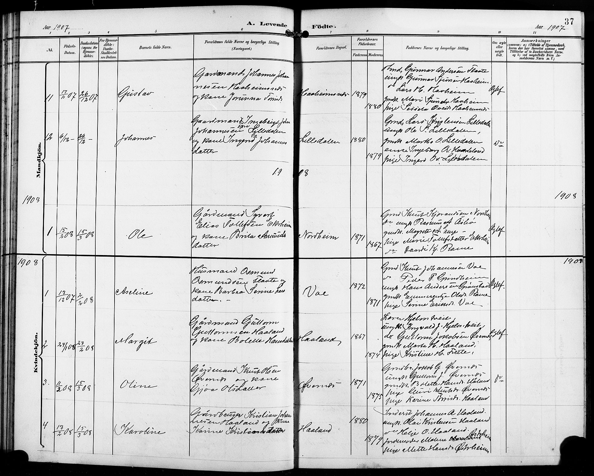 Etne sokneprestembete, AV/SAB-A-75001/H/Hab: Klokkerbok nr. C 5, 1896-1920, s. 37