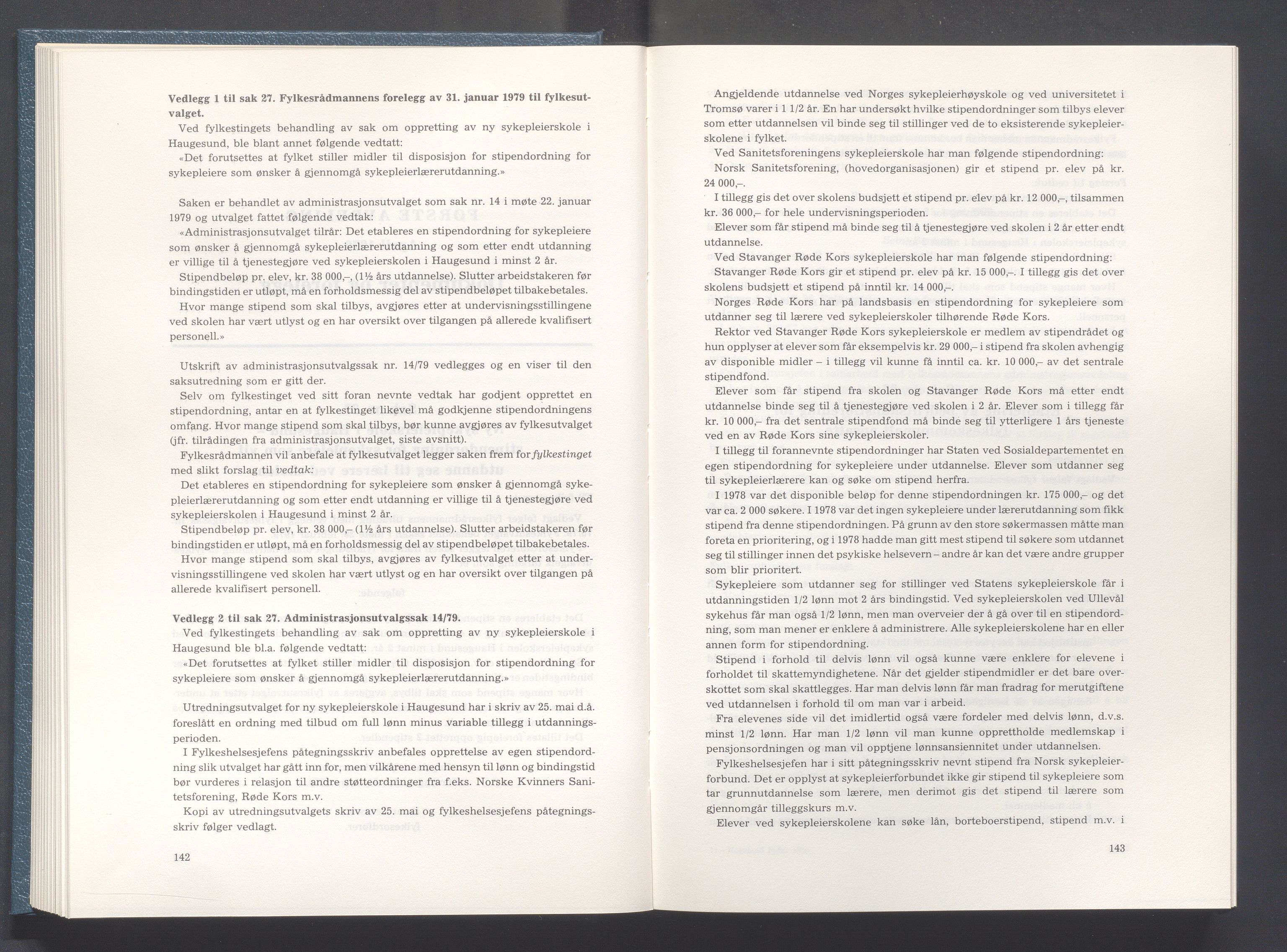 Rogaland fylkeskommune - Fylkesrådmannen , IKAR/A-900/A/Aa/Aaa/L0099: Møtebok , 1979, s. 142-143