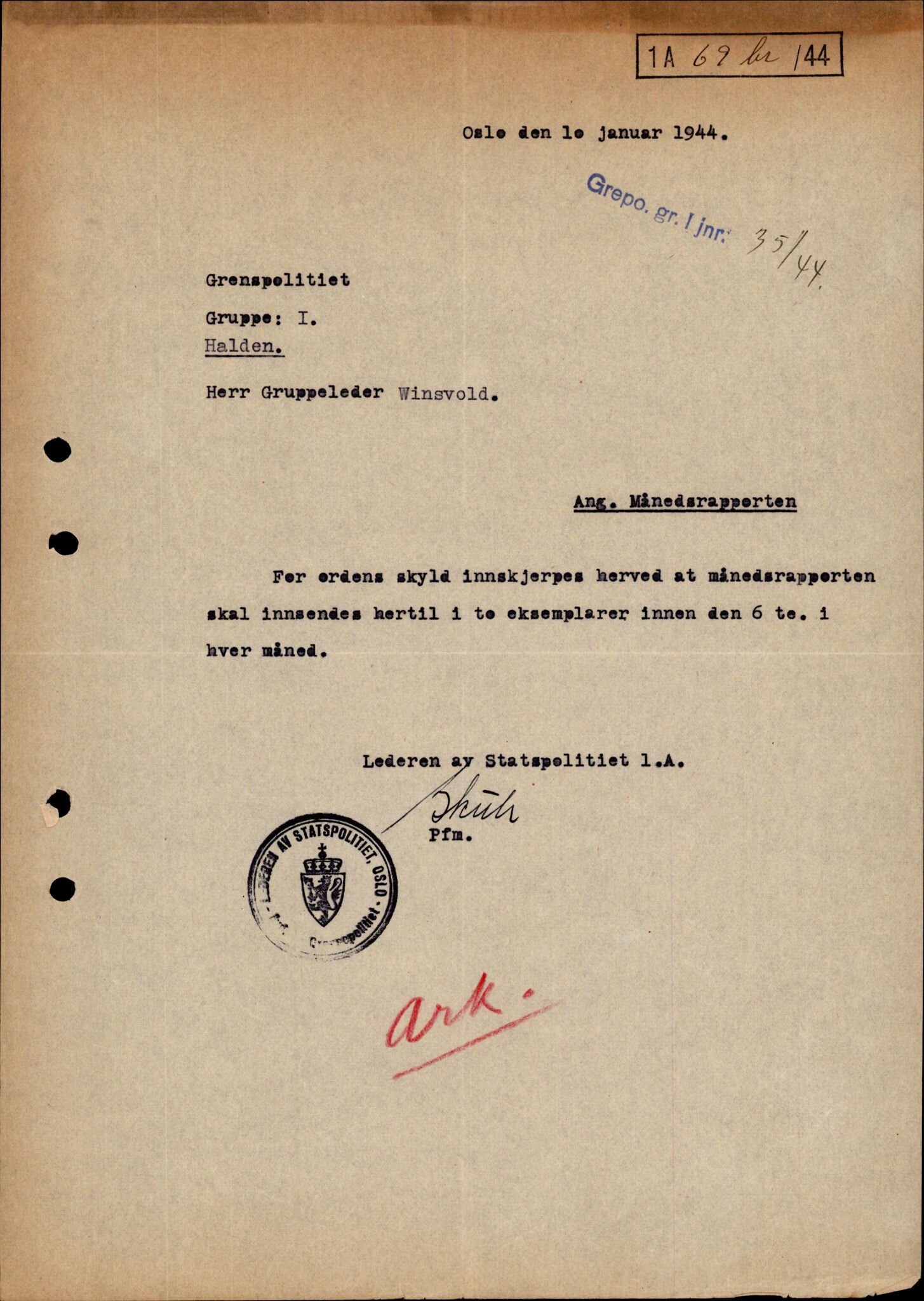 Forsvarets Overkommando. 2 kontor. Arkiv 11.4. Spredte tyske arkivsaker, AV/RA-RAFA-7031/D/Dar/Darc/L0006: BdSN, 1942-1945, s. 1430