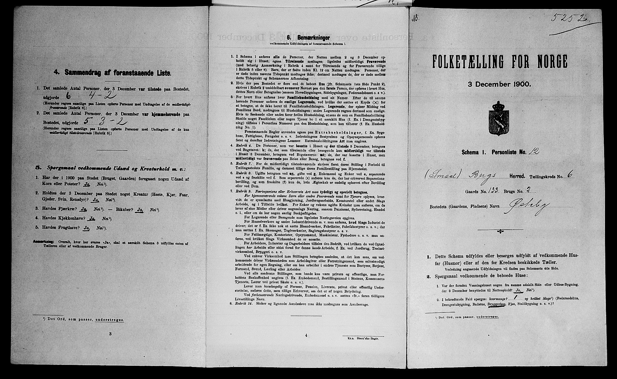 SAO, Folketelling 1900 for 0116 Berg herred, 1900