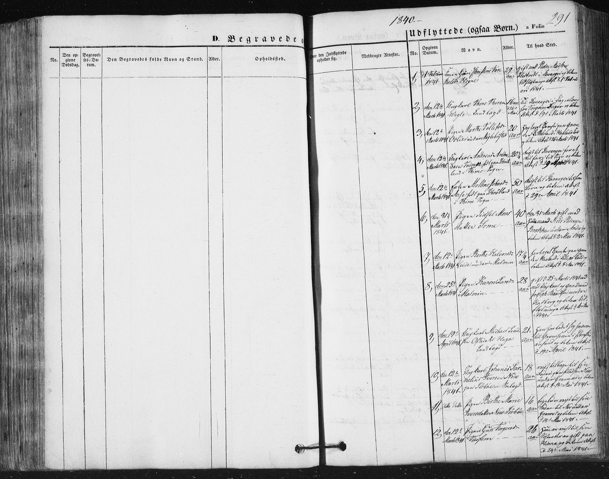 Høyland sokneprestkontor, AV/SAST-A-101799/001/30BA/L0008: Ministerialbok nr. A 8, 1841-1856, s. 291