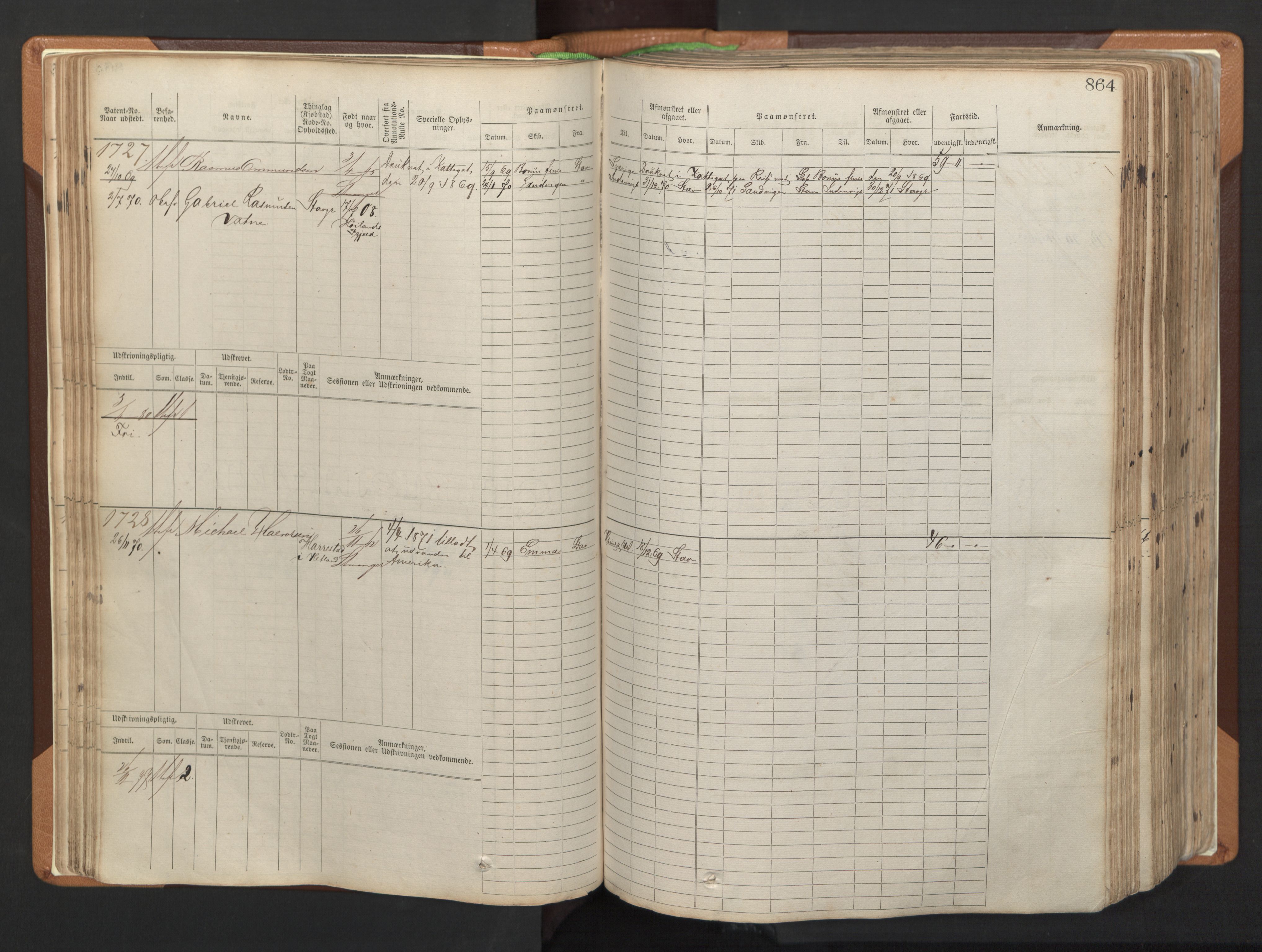 Stavanger sjømannskontor, AV/SAST-A-102006/F/Fb/Fbb/L0006: Sjøfartshovedrulle, patentnr. 1607-2402 (del 3), 1869-1880, s. 63