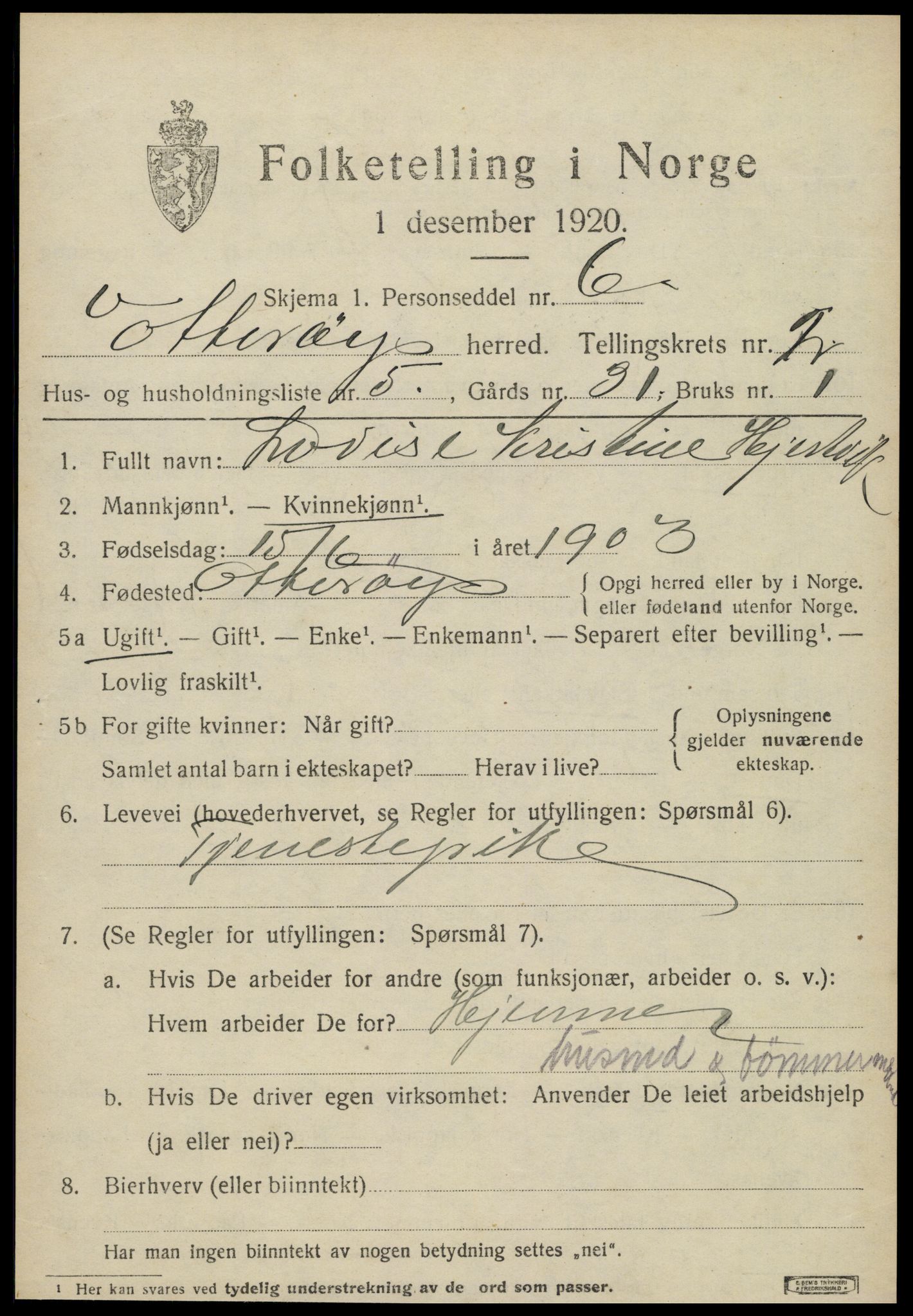 SAT, Folketelling 1920 for 1747 Otterøy herred, 1920, s. 1171