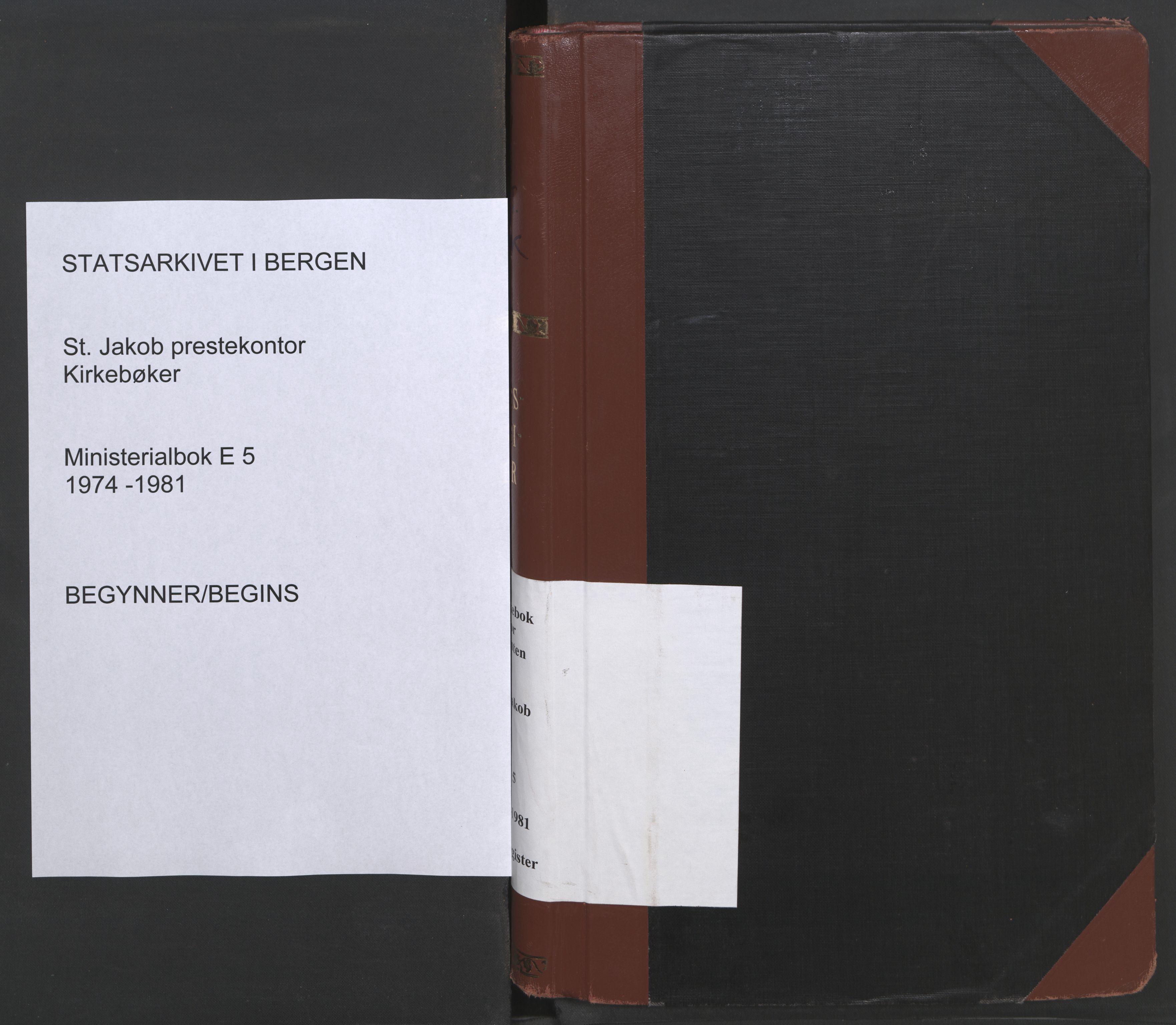 St. Jacob sokneprestembete, SAB/A-78001/H/Haa/L0016: Dagregister nr. E 5, 1974-1981