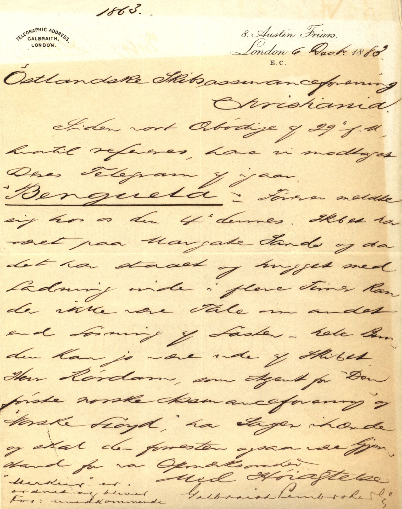 Pa 63 - Østlandske skibsassuranceforening, VEMU/A-1079/G/Ga/L0016/0012: Havaridokumenter / Urania, Tagal, Sir John Lawrence, Benguela, 1883, s. 49