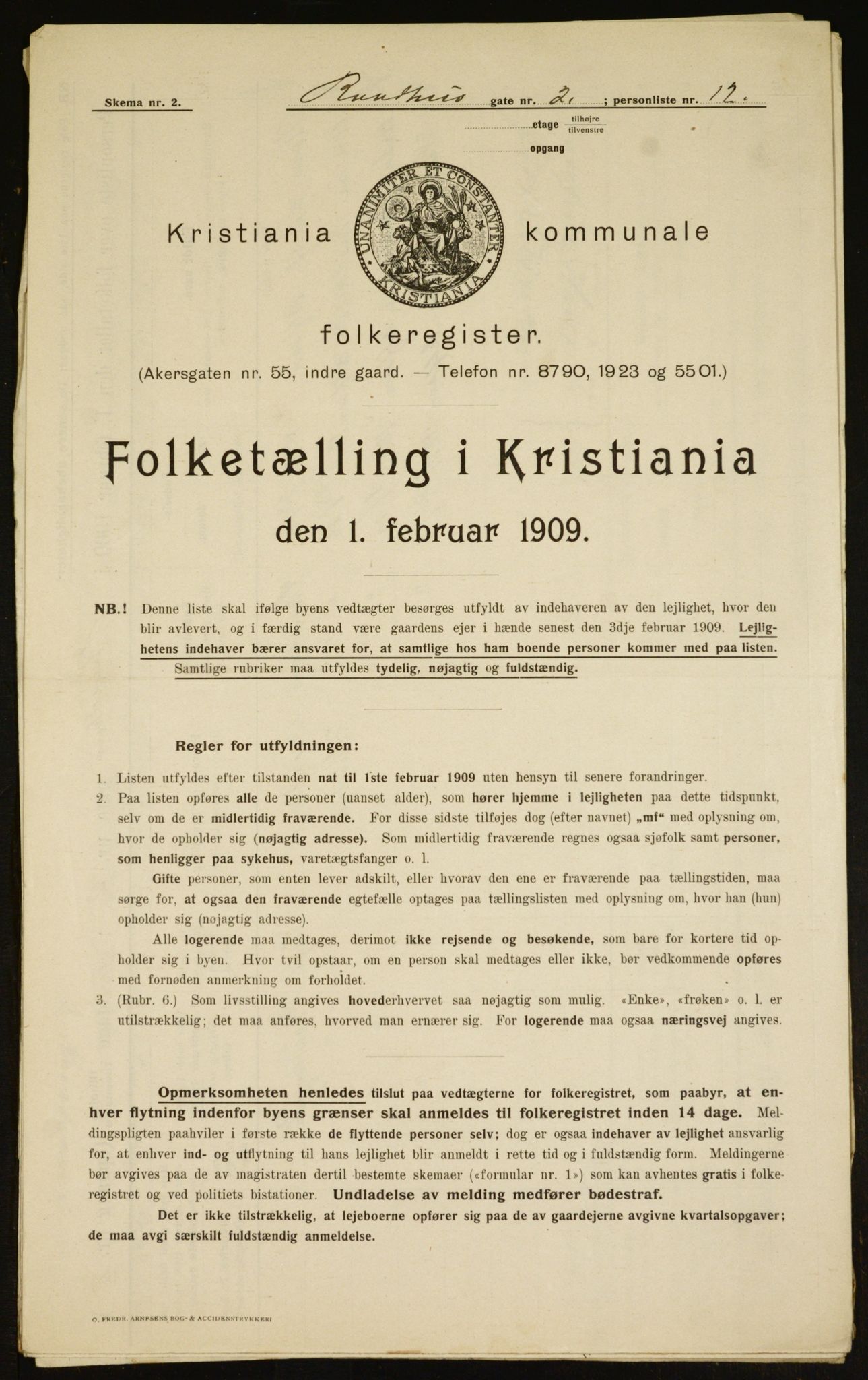 OBA, Kommunal folketelling 1.2.1909 for Kristiania kjøpstad, 1909, s. 78259