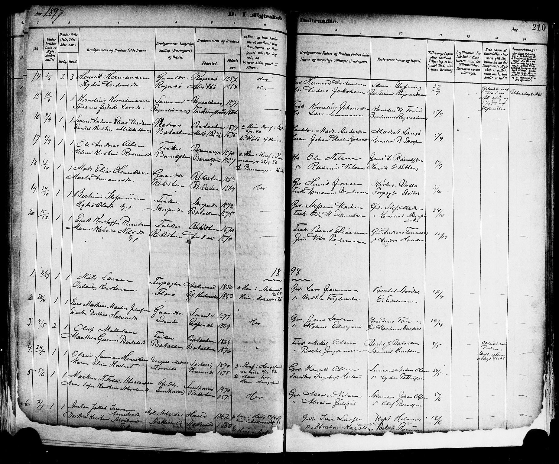 Kinn sokneprestembete, AV/SAB-A-80801/H/Hab/Haba/L0002: Klokkerbok nr. A 2, 1882-1906, s. 210