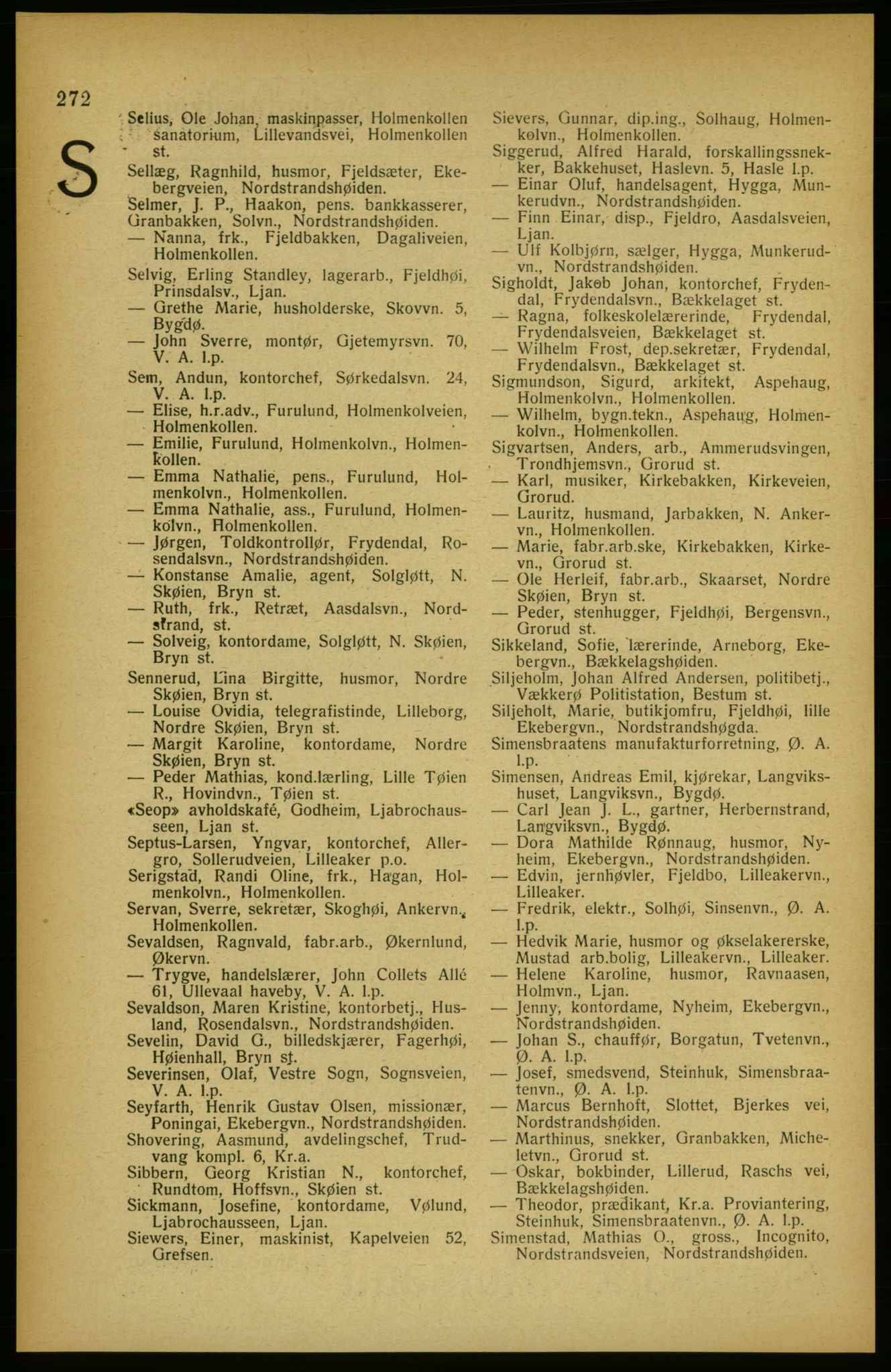 Aker adressebok/adressekalender, PUBL/001/A/002: Akers adressekalender, 1922, s. 272