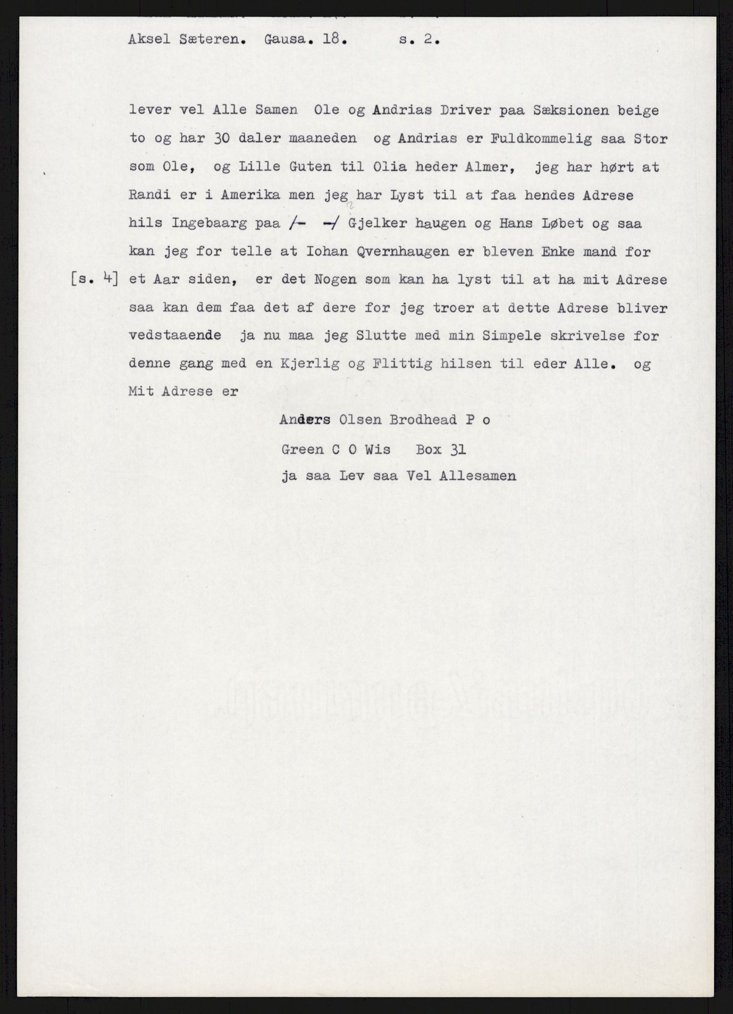 Samlinger til kildeutgivelse, Amerikabrevene, AV/RA-EA-4057/F/L0015: Innlån fra Oppland: Sæteren - Vigerust, 1838-1914, s. 137