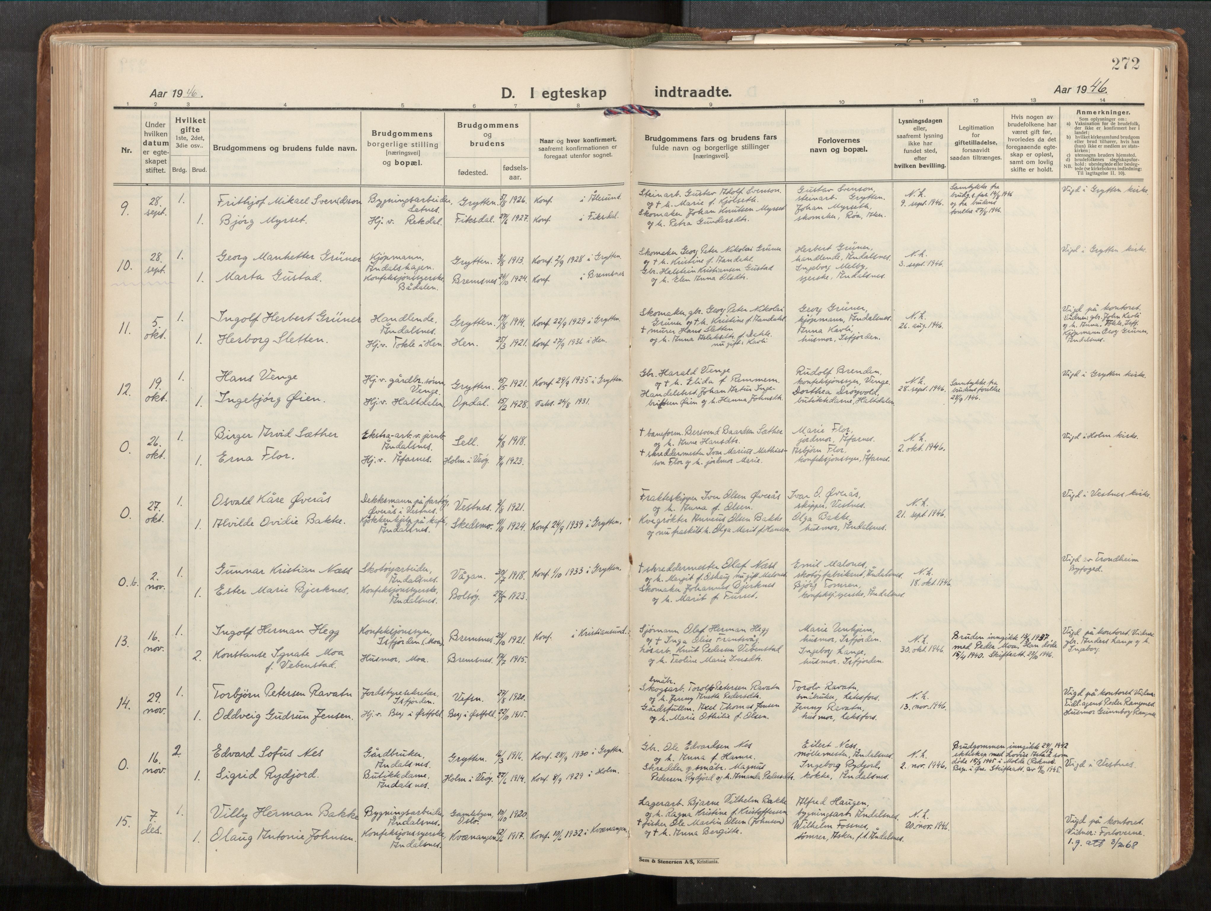 Ministerialprotokoller, klokkerbøker og fødselsregistre - Møre og Romsdal, AV/SAT-A-1454/544/L0587: Ministerialbok nr. 544A11, 1924-1954, s. 272