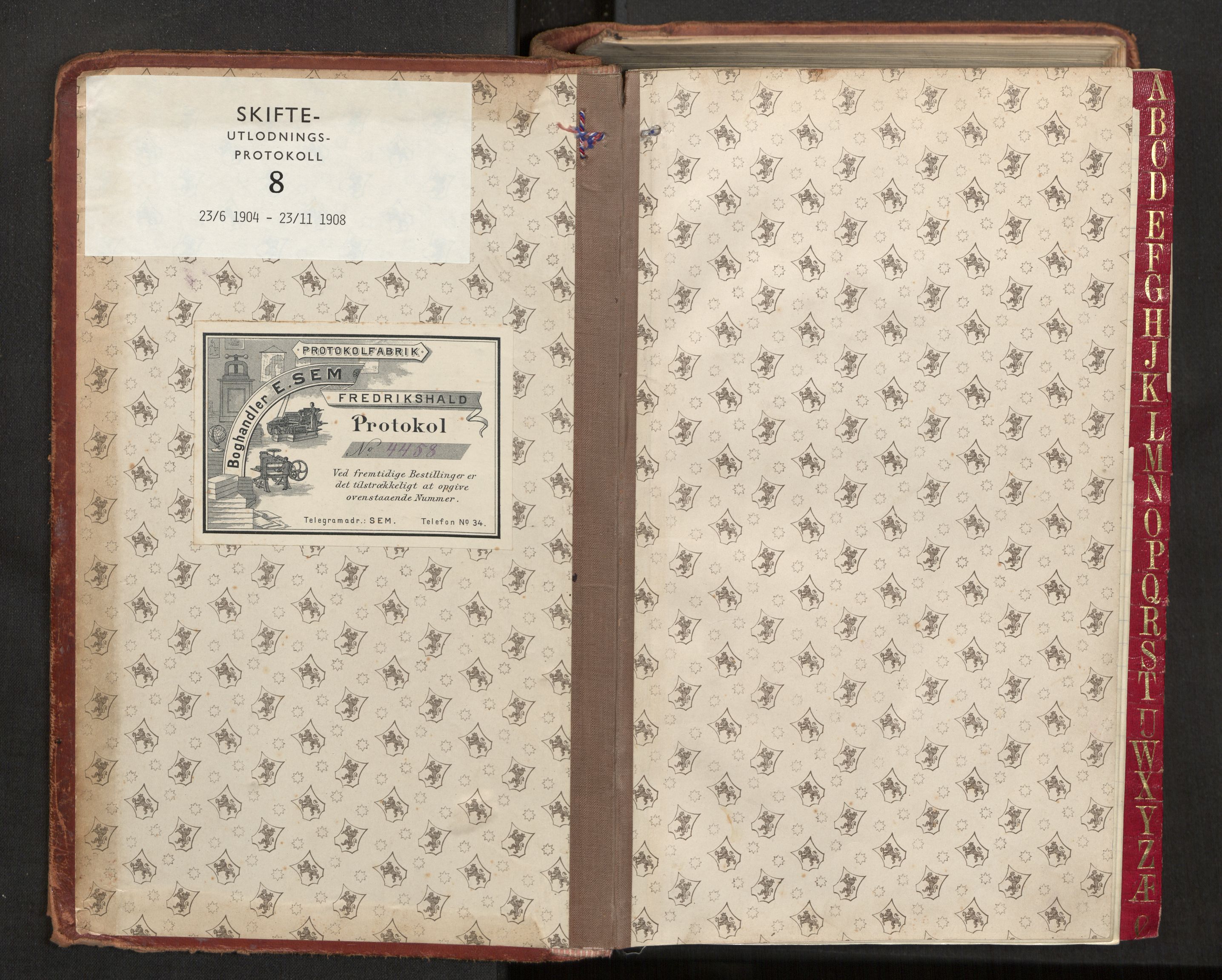 Fosen sorenskriveri, AV/SAT-A-1107/1/3/3A/L0029: Skifteutlodningsprotokoll nr. 8, 1904-1908